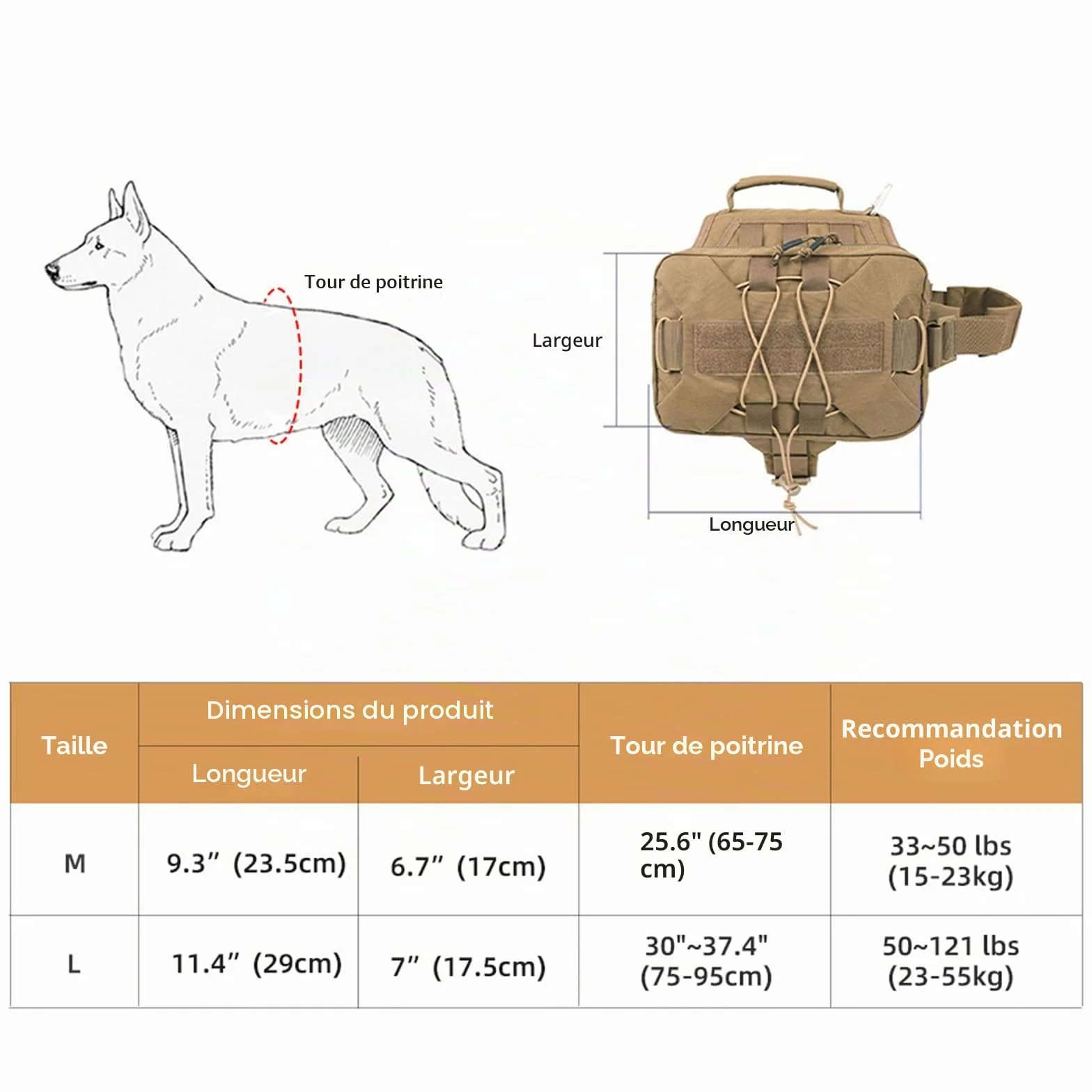 EXCELLENT ELITE SPANKER Sac à Dos pour Chien Hound Sac à Dos de Selle Voyage Camping Randonnée Chiens Moyenne Grande Taille 2 Poches latérales BLK-L