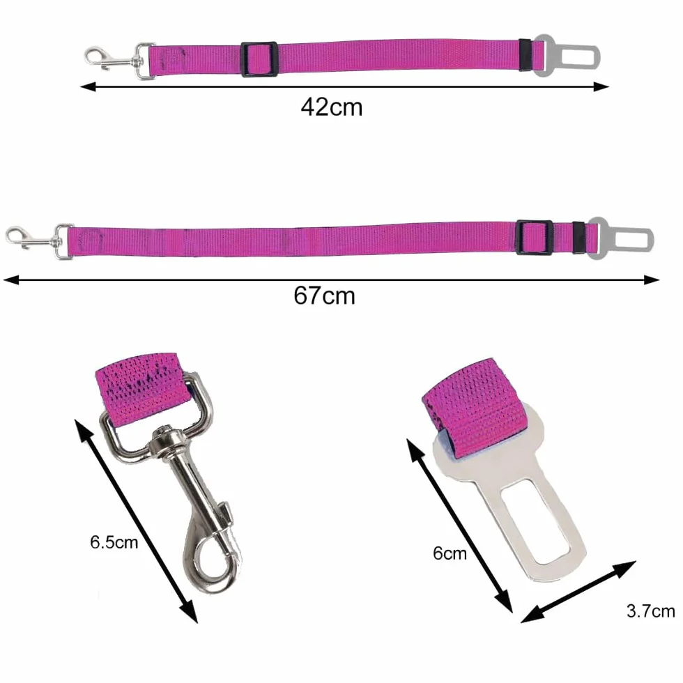 Ceinture de sécurité pour Chiens, Animaux pour Voiture, réglable, Rose