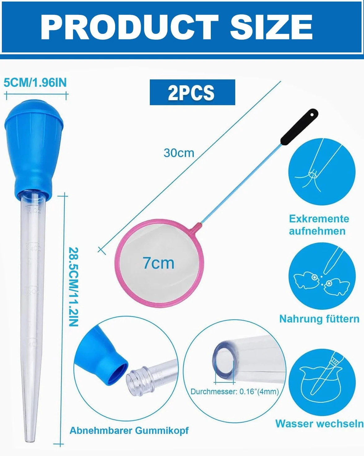 Multifunction Pipette 30 ml 28.5 cm pour Aquarium Nourrir Poissons Tortues