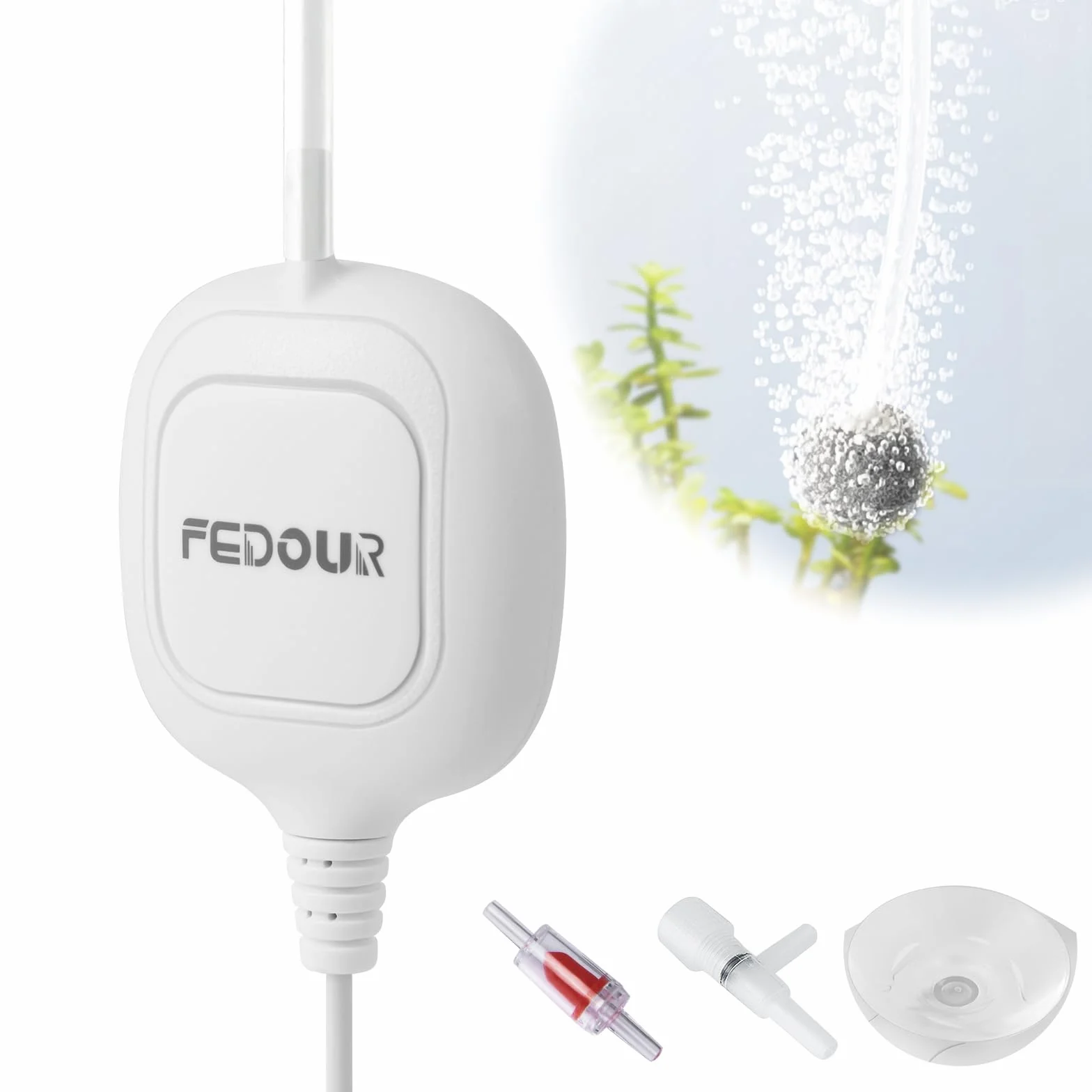 FEDOUR Mini Pompe à Air pour Aquarium, Nano Aérateur Ultra Silencieux, Bulleur pour Betta Jusqu'à 35L