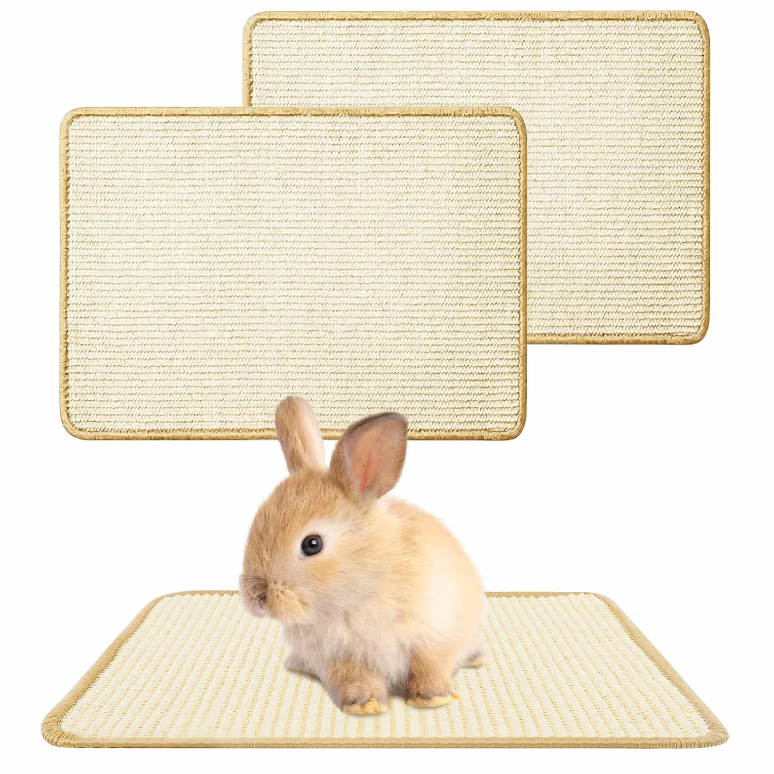 Lot de 2 Tapis Lapin Sisal Soin Griffes Dents Cages Lapin Planches à Gratter Accessoires Rongeurs Protège Canapés