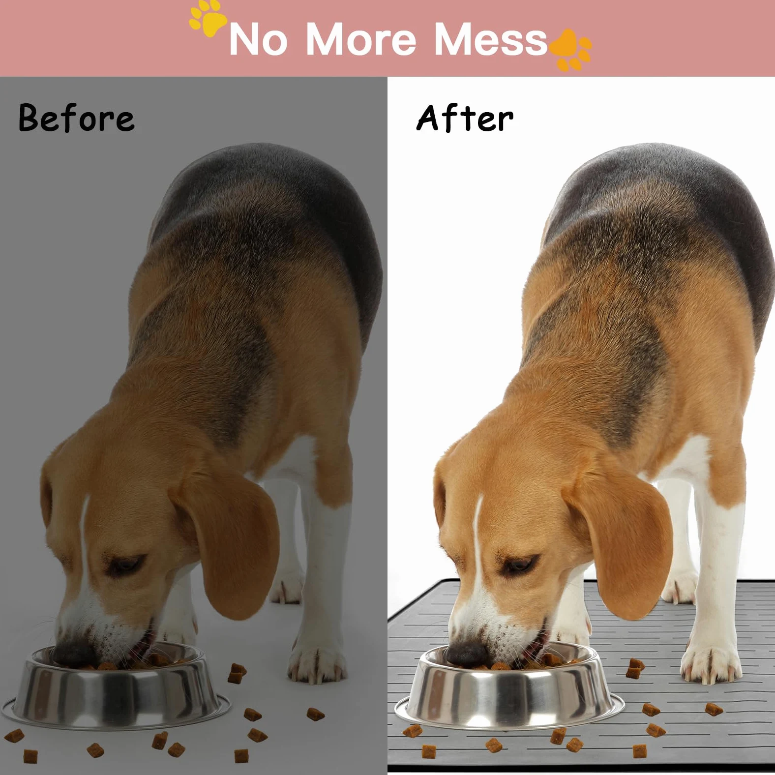 Thinken Tapis de nourriture pour chien et chat en silicone pour gamelles de nourriture et d'eau, 100,3 x 74,9 cm, tapis d'alimentation pour animaux de compagnie, tapis d'alimentation pour les sols,