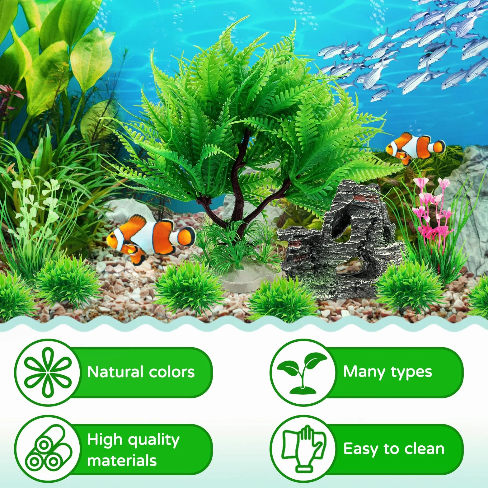 QUOZUO 9 Pièces Décoration Aquarium Plastique Rocher Polyrésine Grotte