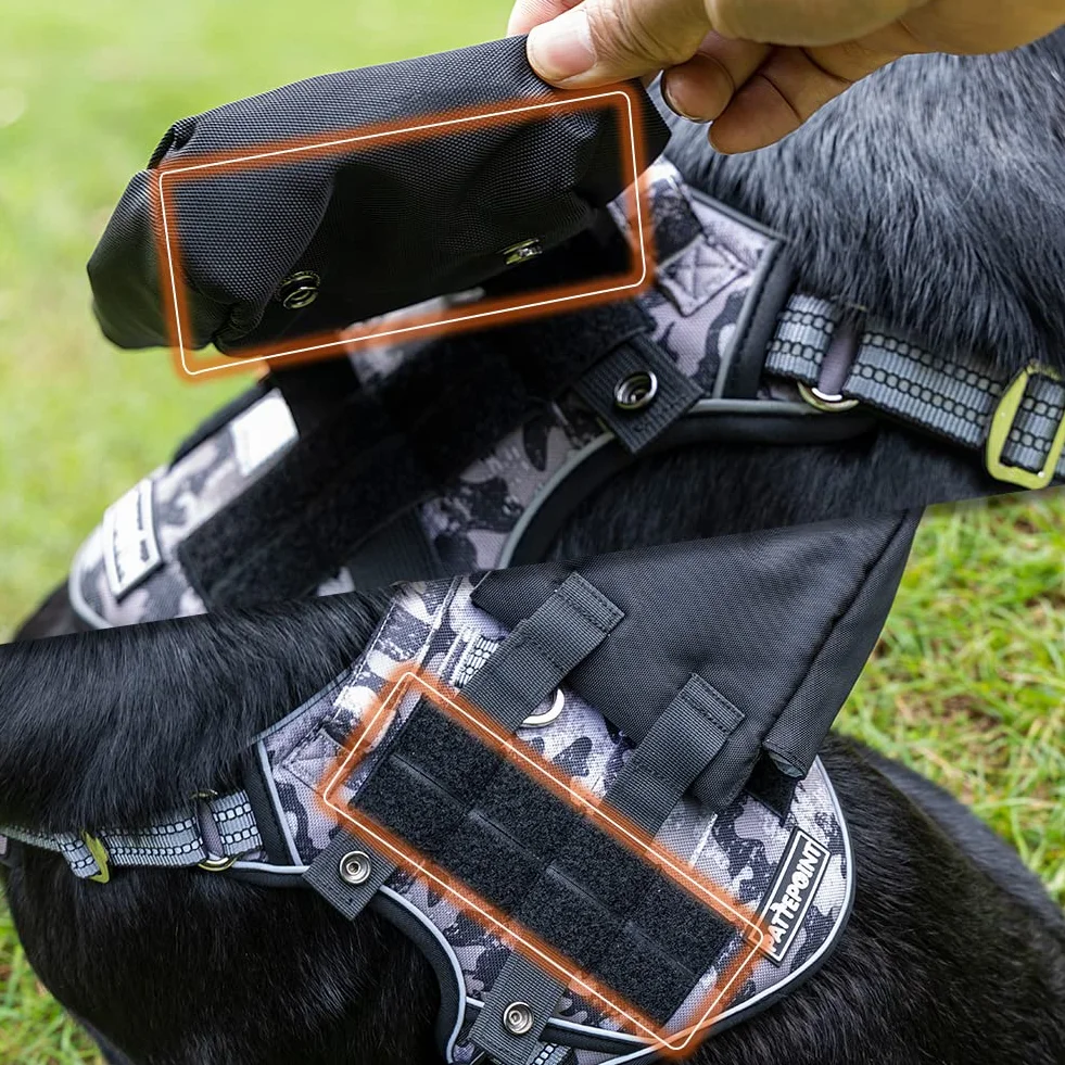 Sac pour Chien Harnais Dog Harness Bag, Accessoire Supplémentaire Sac à Dos, Sacs Latéraux pour Harnais Grand Chien - Noir
