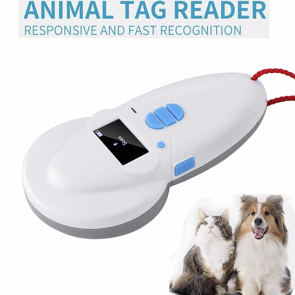 Lecteur d'identification pour animaux de compagnie, lecteur de puces RFID pour animaux - FDX-A/FDX-B (SO11784/85)/HDX/I/EM4102 Microchip Scanner, 128x64 OLED Label Display, 1400mA USB Rechargeable