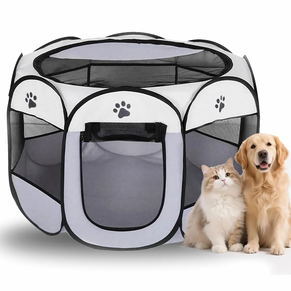 Parc pliable pour animaux 74 x 74 x 43 cm tissu Oxford filet respirant chiots chats chiens
