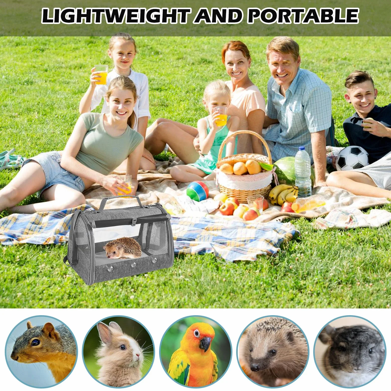 Sac de transport pour animal de compagnie avec coussin, ouverture latérale pour chat et cochon d'Inde