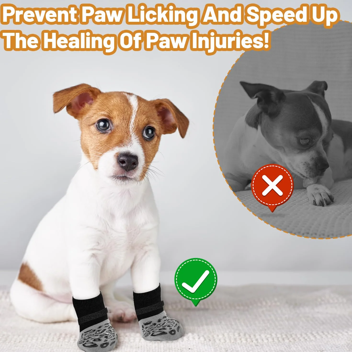 Chaussettes antidérapantes pour Chiens Protection des Pattes Grip supplémentaire Lécher Glisser Motif Léopard Taille L