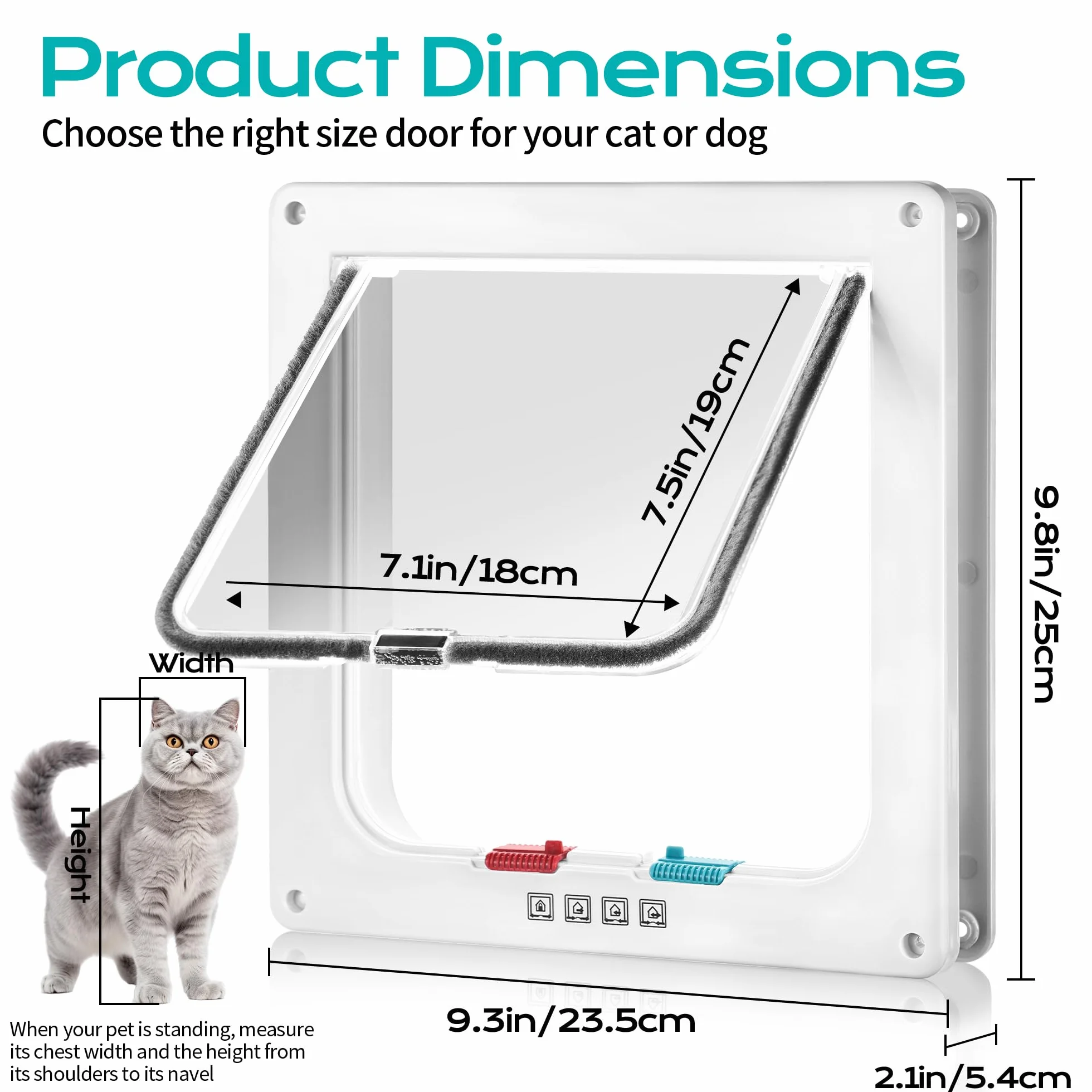 Chatière Isolante 25cm x 23.5cm Verrouillage à 4 Voies pour Chat et Petit Chien