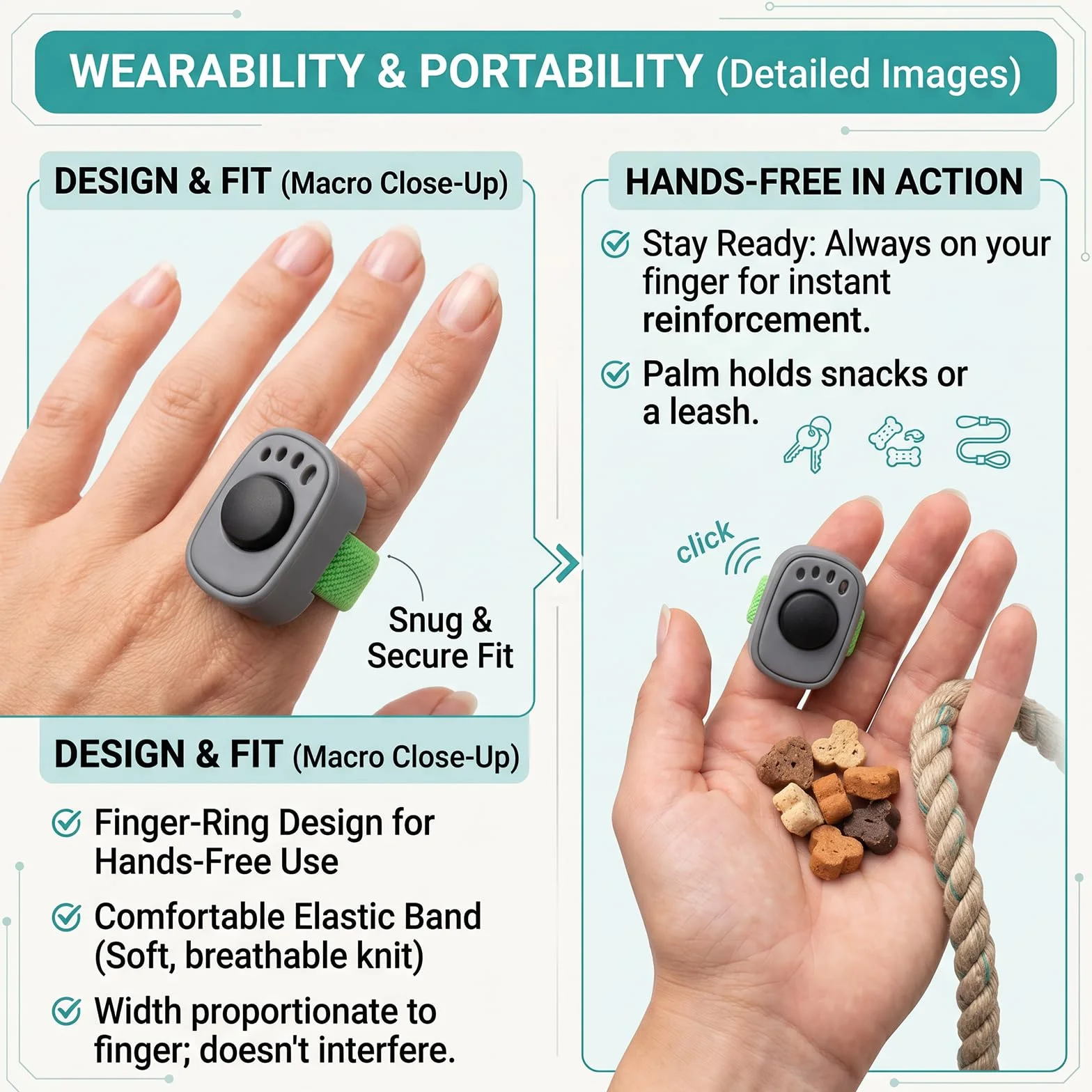 Lot De 4 Clickers De Dressage Pour Chien, Accessoire Pratique Pour Éducation Canine, Clicker À Anneau Pour Doigt, Dressage Chiens Chats Chevaux, Accessoire Pour Chien