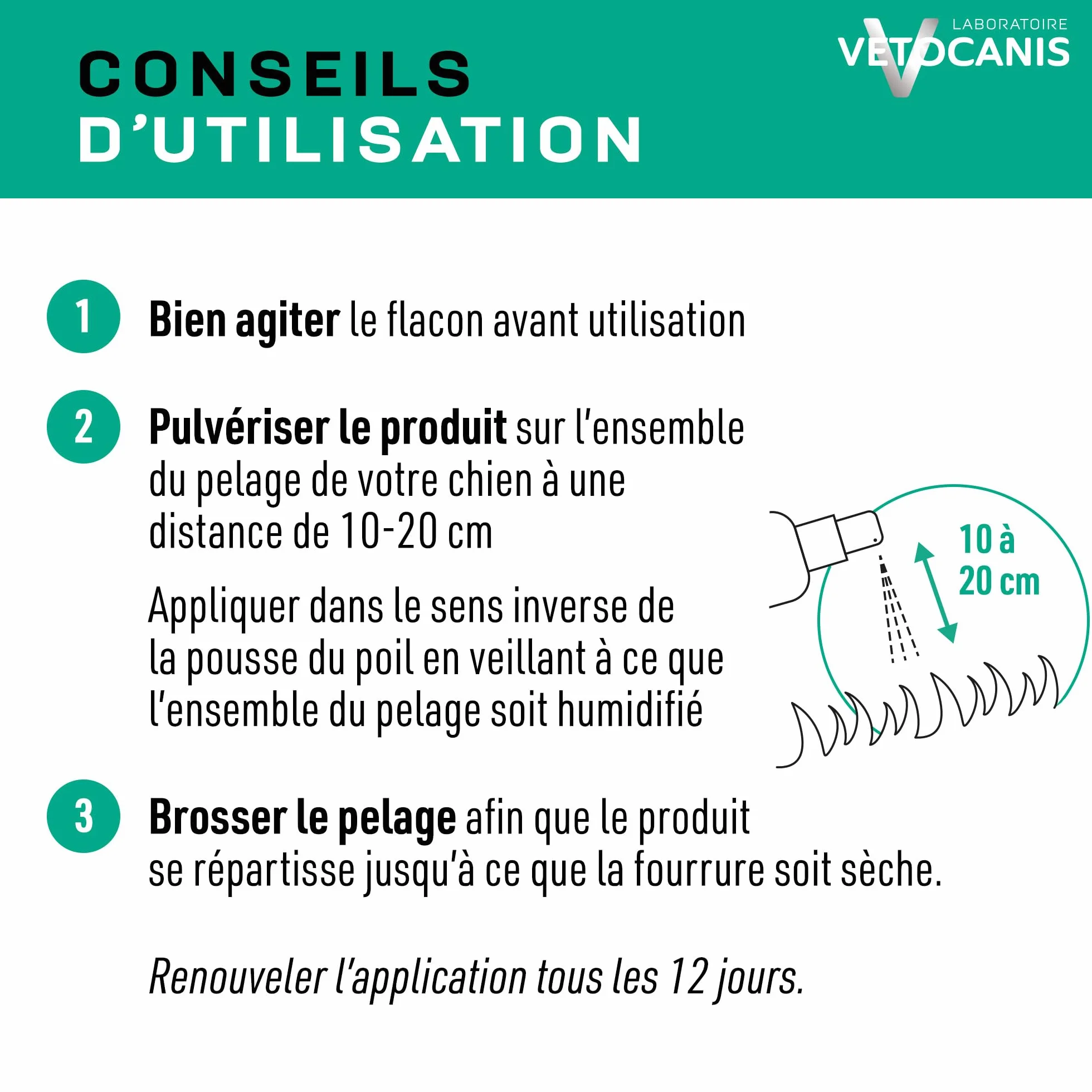 VETOCANIS, Spray Anti-puces et Anti-Tiques et Anti-Moustiques pour Chien, Spray Antiparasitaire 500ML, Répulsif Efficace 12 JOURS