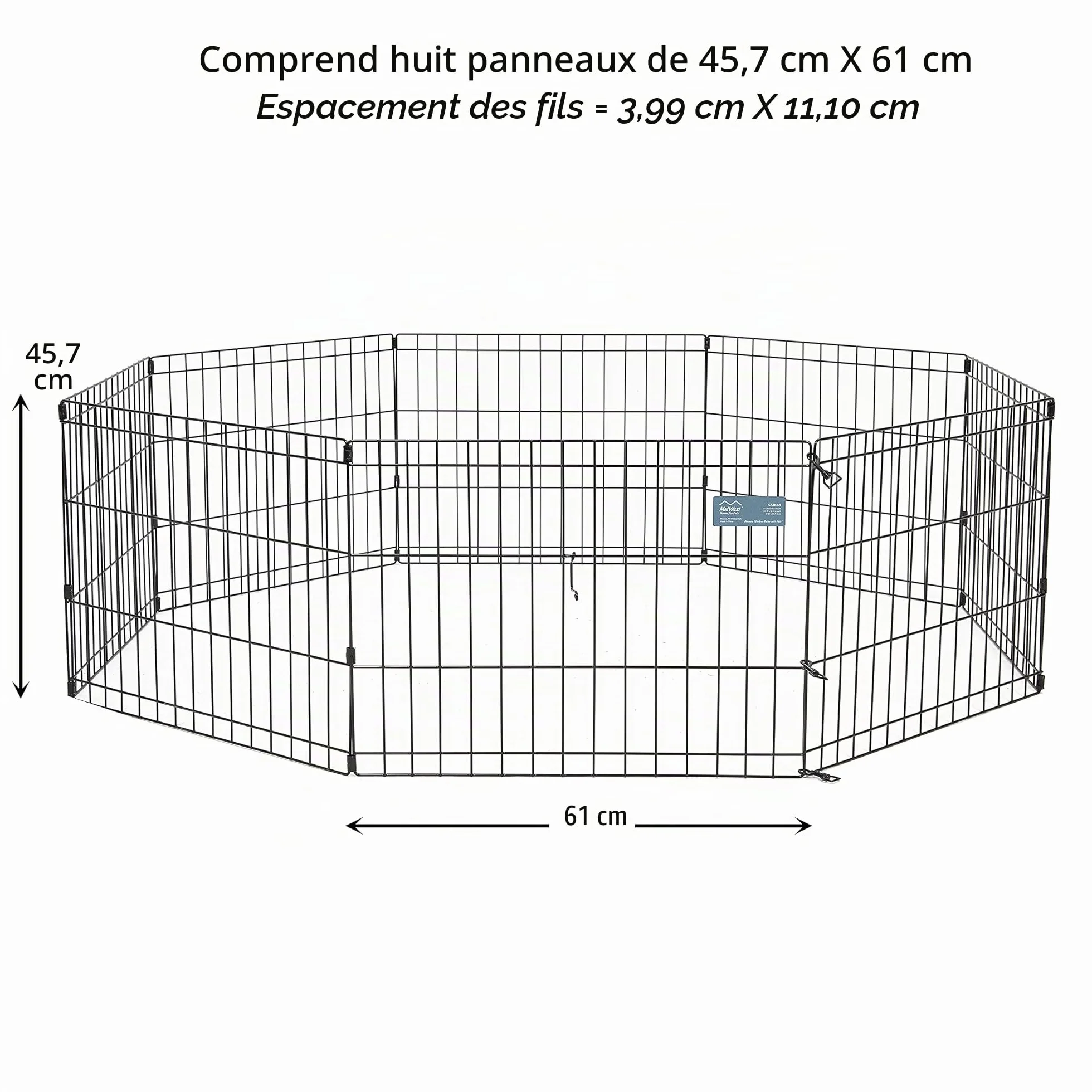 MidWest Homes for Pets Cage d'exercice et parc pour chien sans porte 60,96 cm x 45,72 cm Revêtement noir