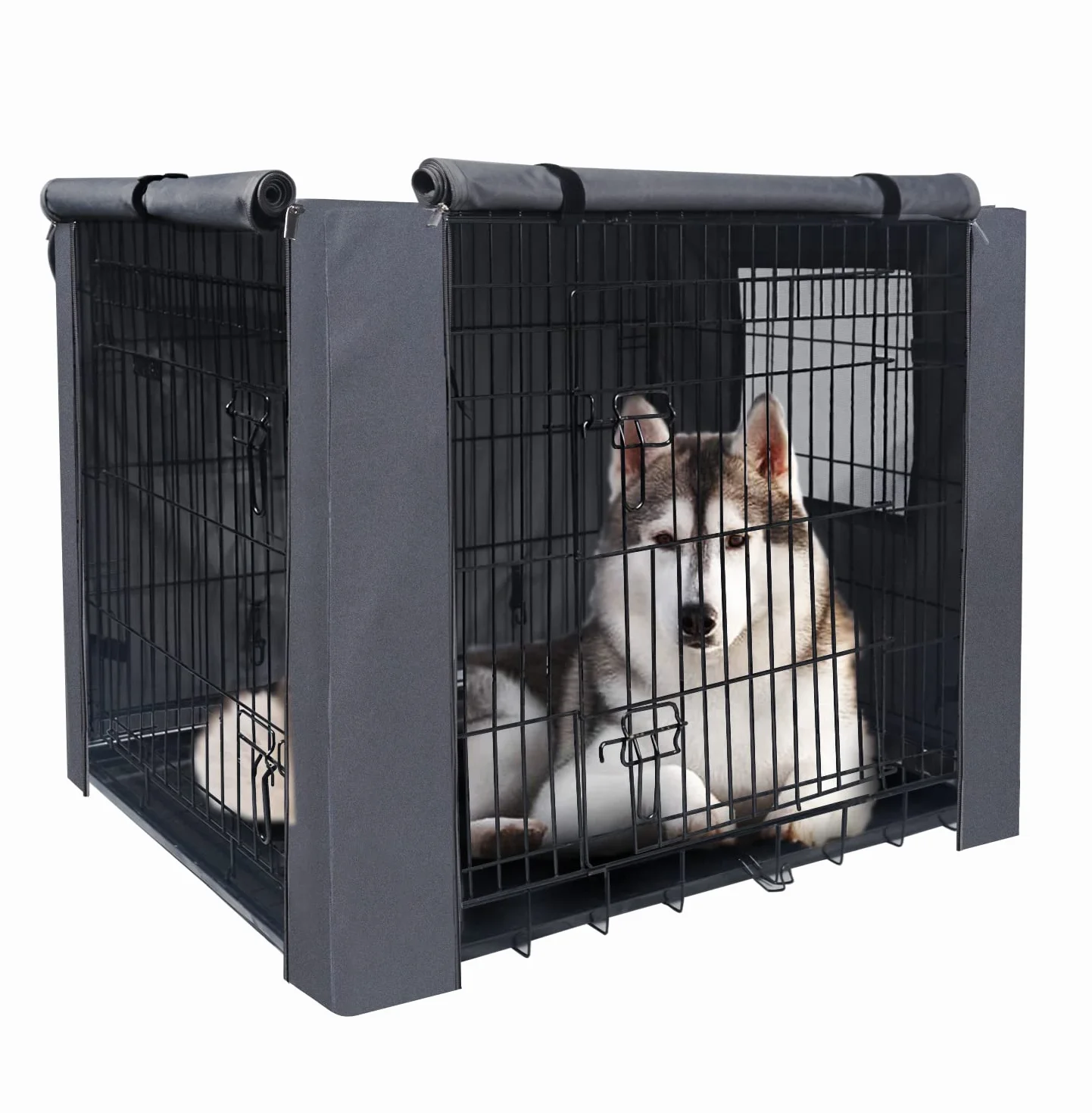 Grande housse de cage pour chien en polyester durable avec revêtement polyuréthane pour cage 1 et 2 portes