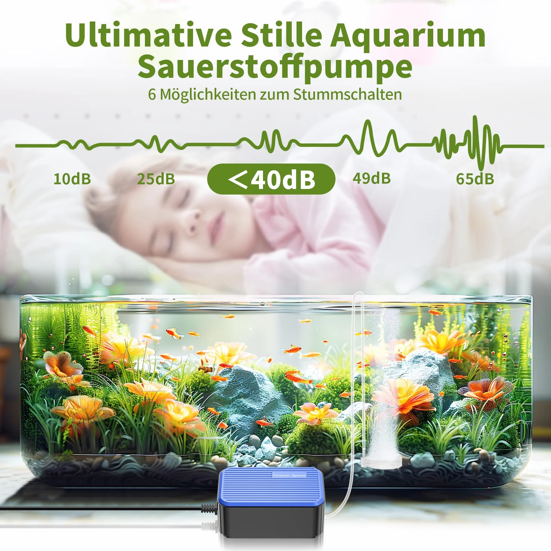 Forever Speed Pompe à Air pour Aquarium Ultra Silencieuse