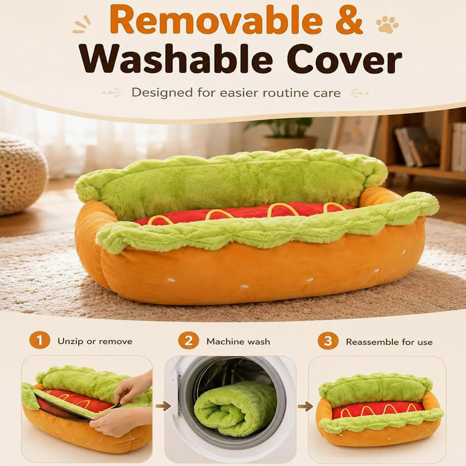 ZVD Panier pour Chien et Chat, Lit Douillet en Peluche pour Petit Animal M | Nid Chaud avec Coussin Amovible Lavable, Idéal Chiot, Teckel, Chaton, Maison, Chambre et Coin Repos