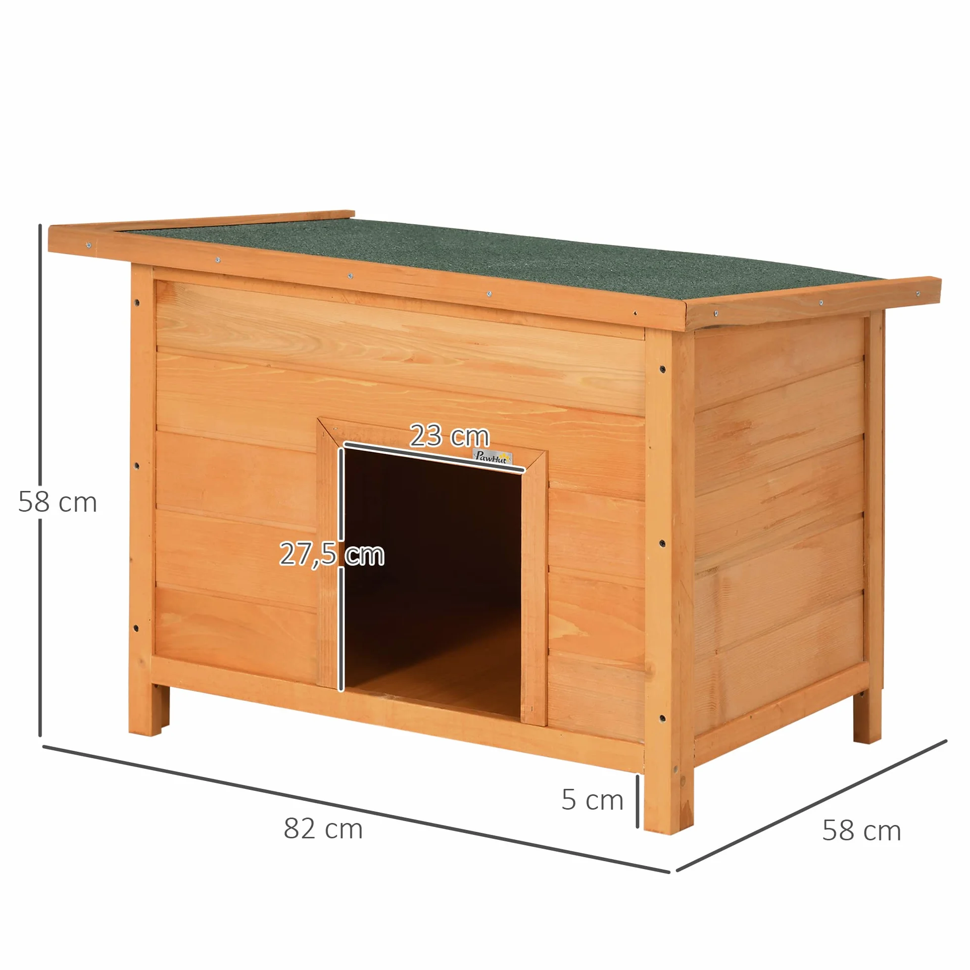 PawHut Niche pour Chien Chat en Bois sur Pied 85 x 58 x 58 cm pin Massif Marron Vert