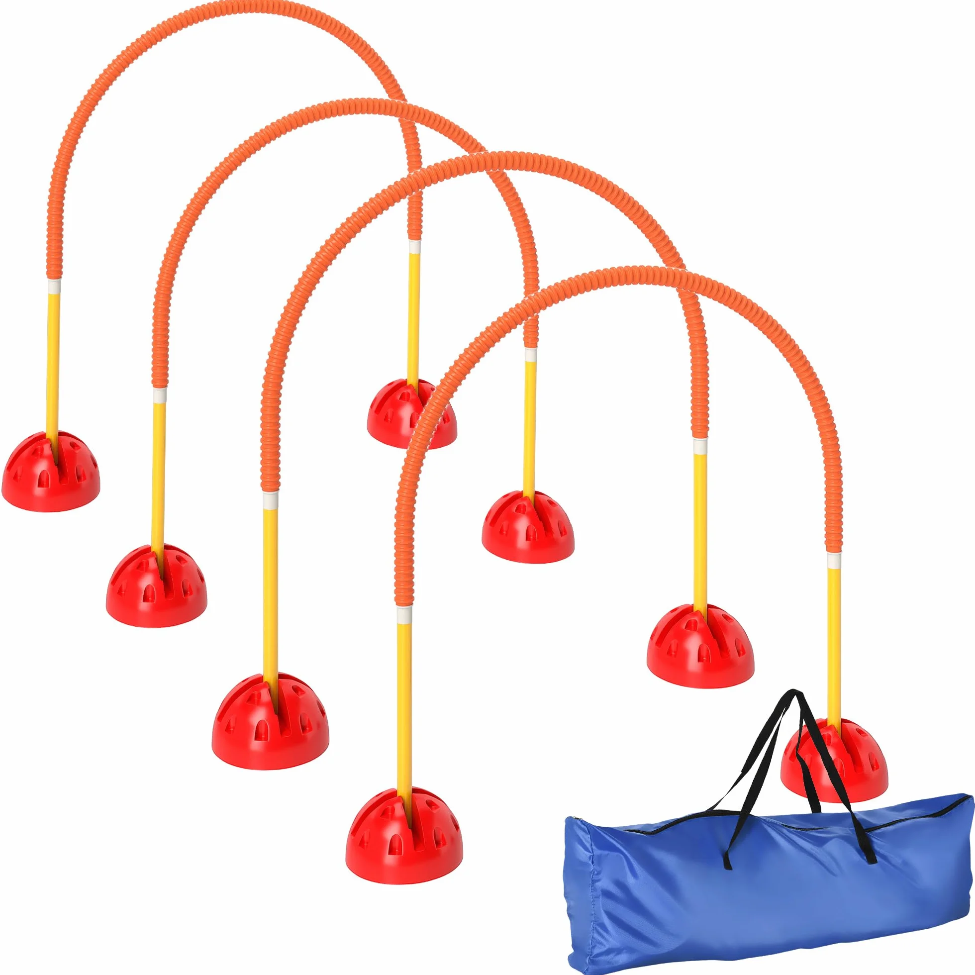 PawHut Kit d'équipement d'agilité pour Chien avec 4 Portes à Largeur réglable, Sac de Transport, Jaune et Orange