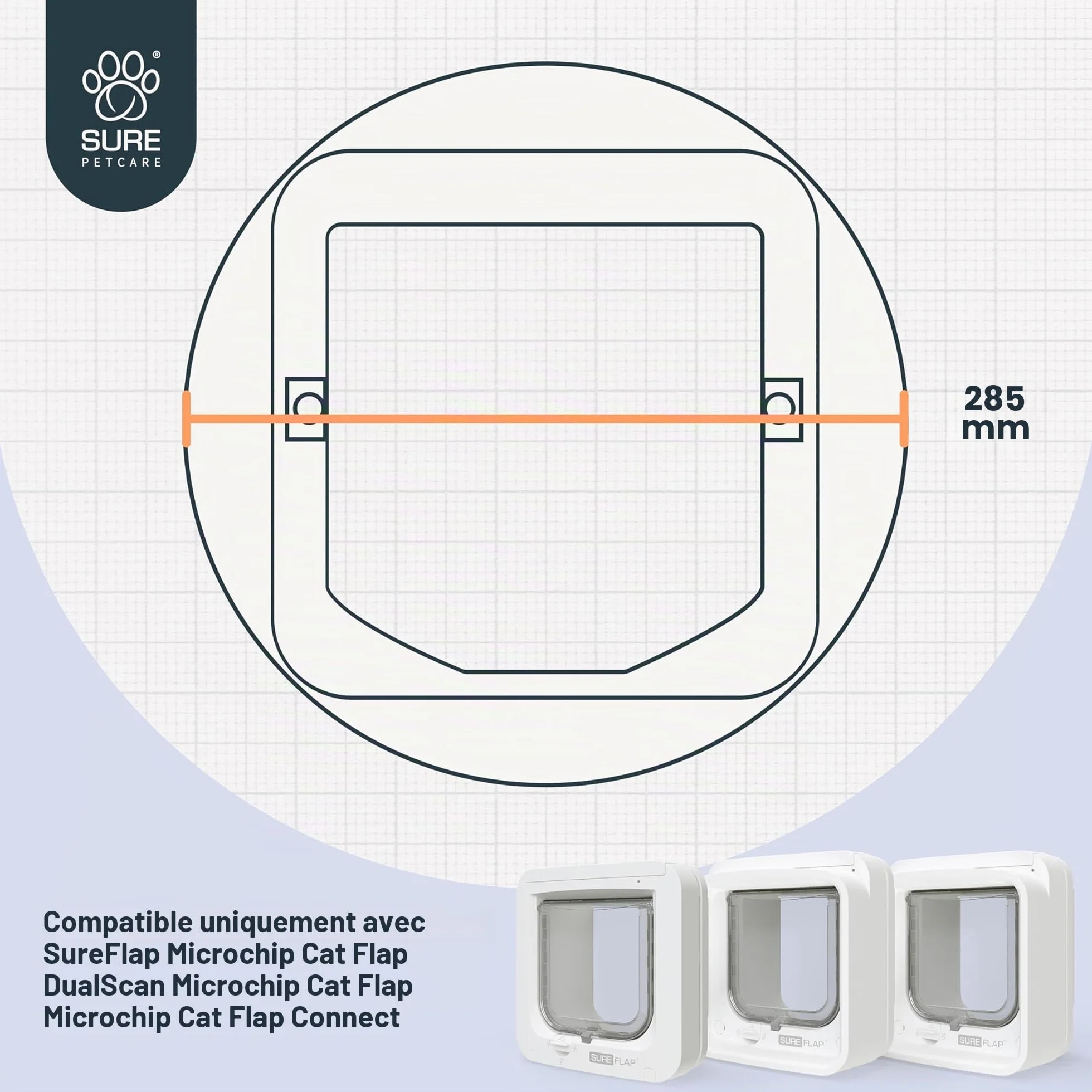 Sure Petcare SureFlap Adaptateur de Montage pour Chatière Microchip Connect DualScan Blanc