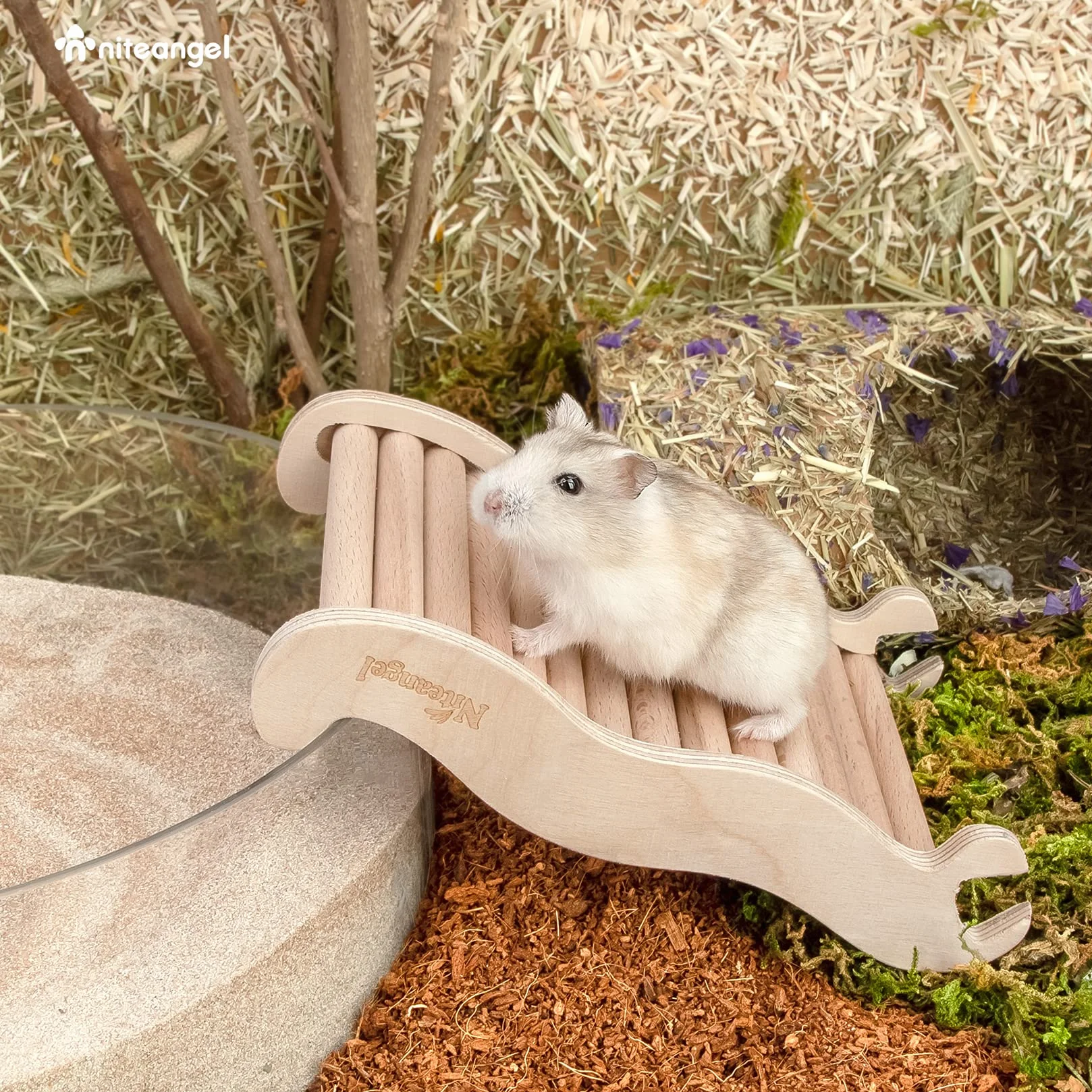 Niteangel Pont en Bois pour Hamsters, gerbilles, Souris et Petits Animaux (16 CM)