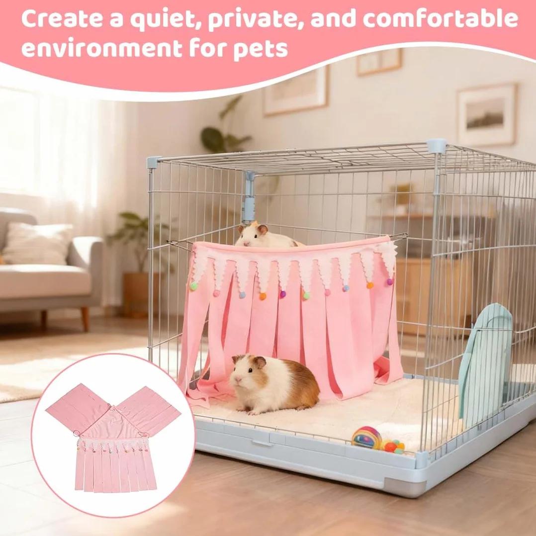 Cabane et Hamac pour Cochon d'Inde,Accessoires pour Petit Animal,Tente de Hamster,Cachette d'angle pour Cage d'animaux Domestiques(Rose)