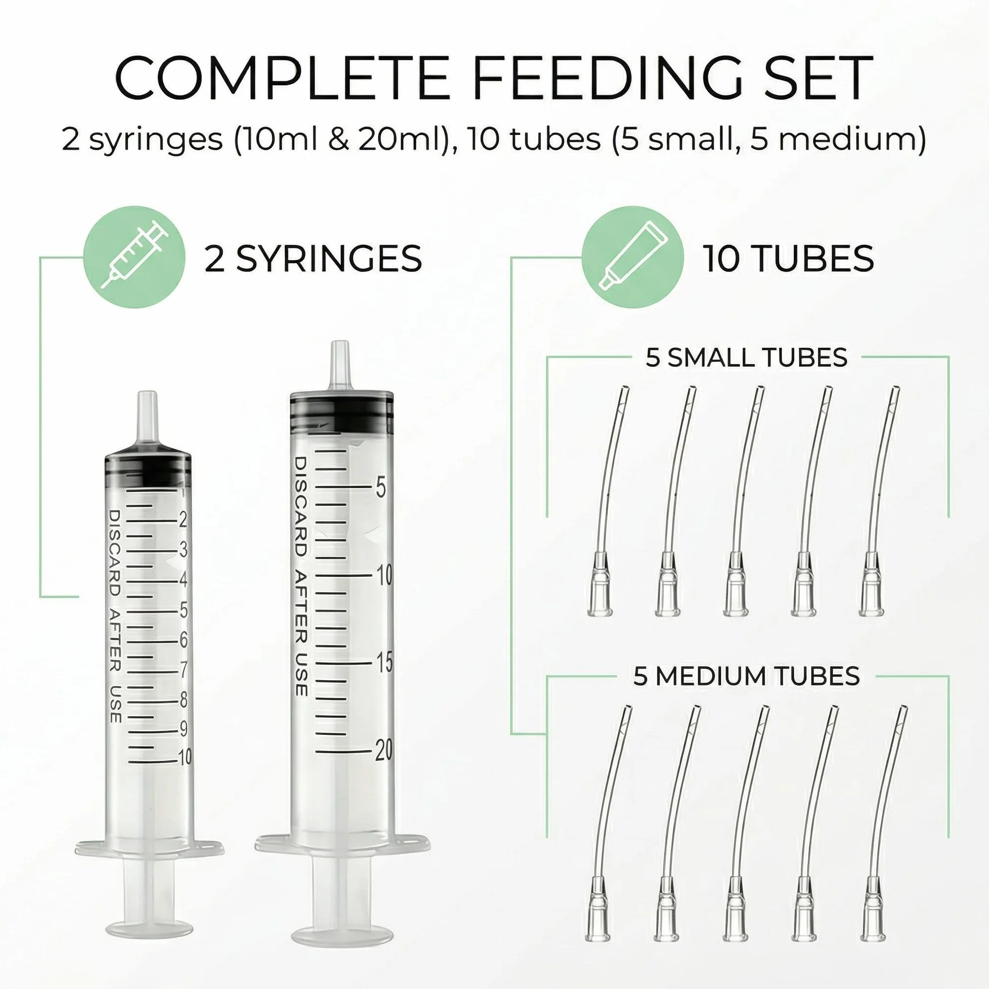 Seringue Alimentaire pour Nourrissage d'Oiseaux 12 Pièces avec Tuyau 10ml 20ml
