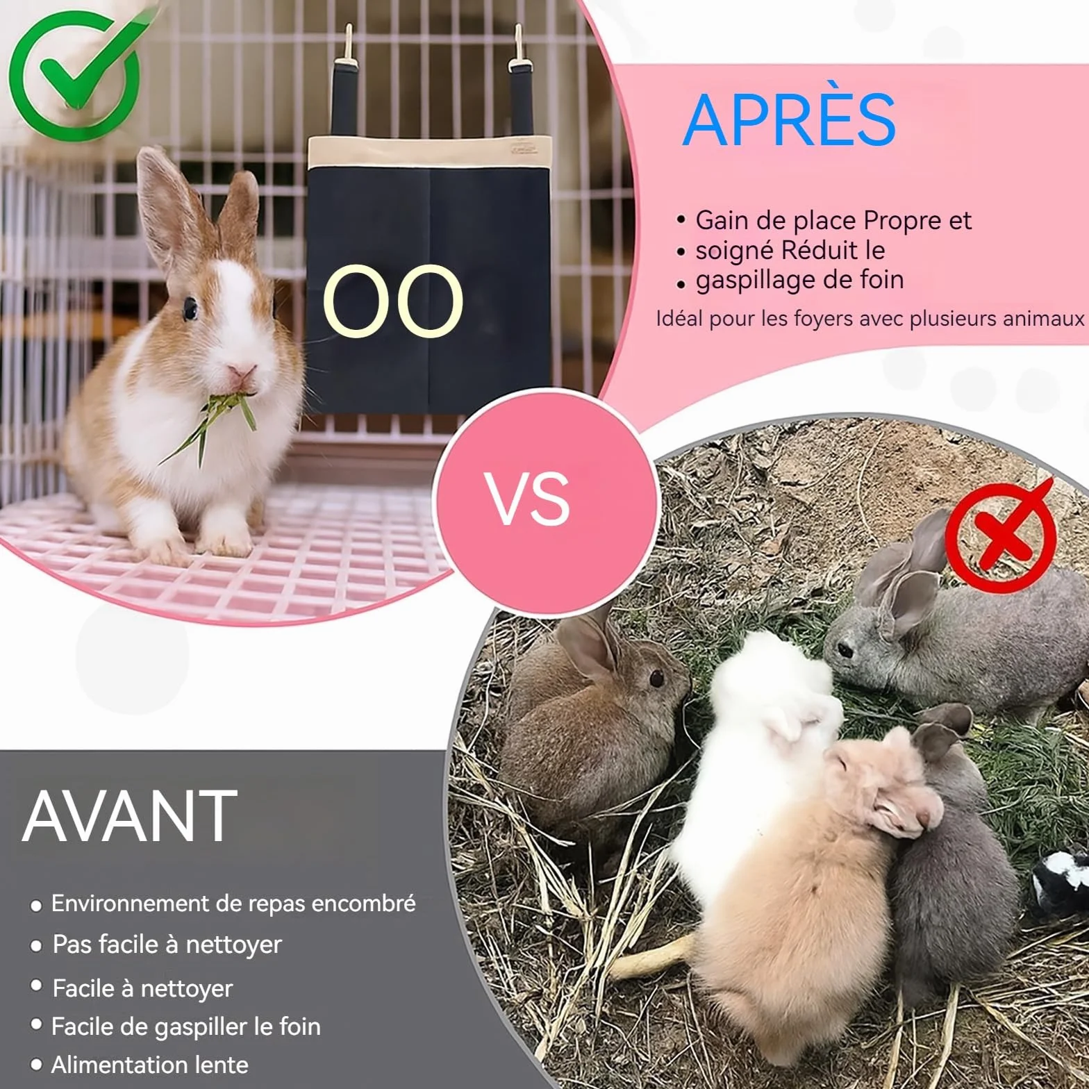 Mangeoire à Foin Suspendue pour Lapins, Hamsters, Chinchillas