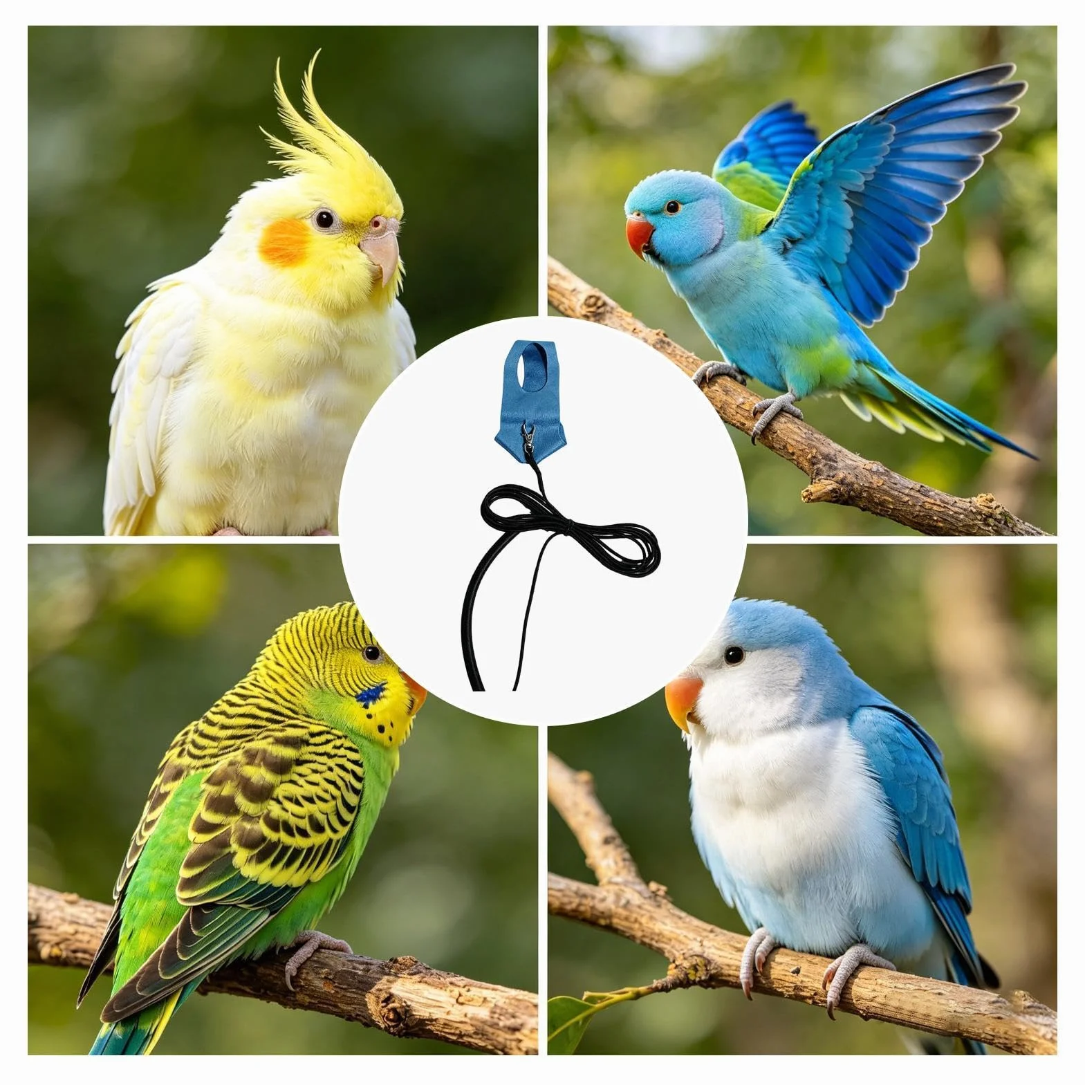 Harnais Perroquet Laisse d'Entraînement Calopsitte Conure pour Propriétaires Promenades