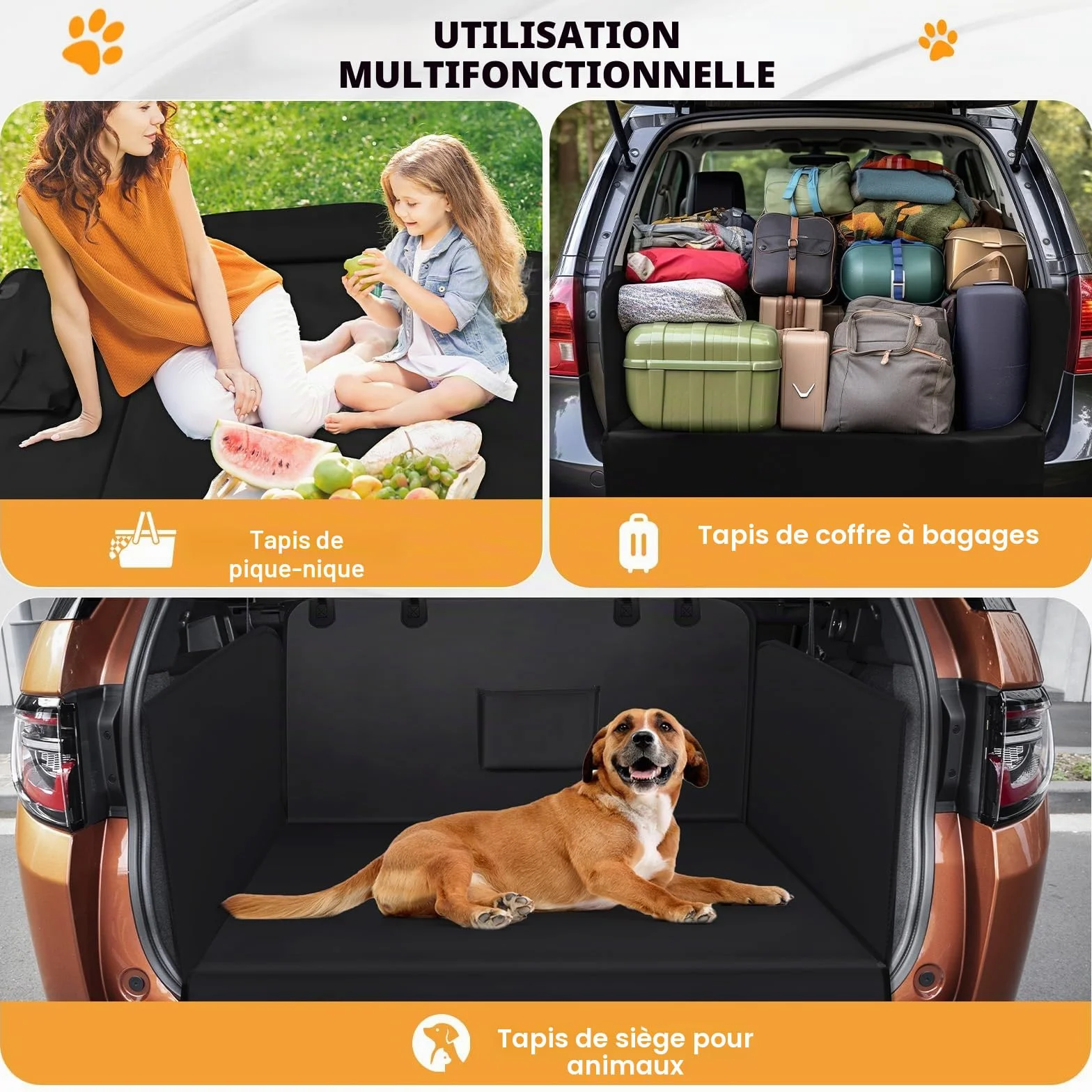 Zanfqvo Protection Coffre Voiture Chien avec Protection latérale Imperméable Antidérapante Housse de Coffre Universelle