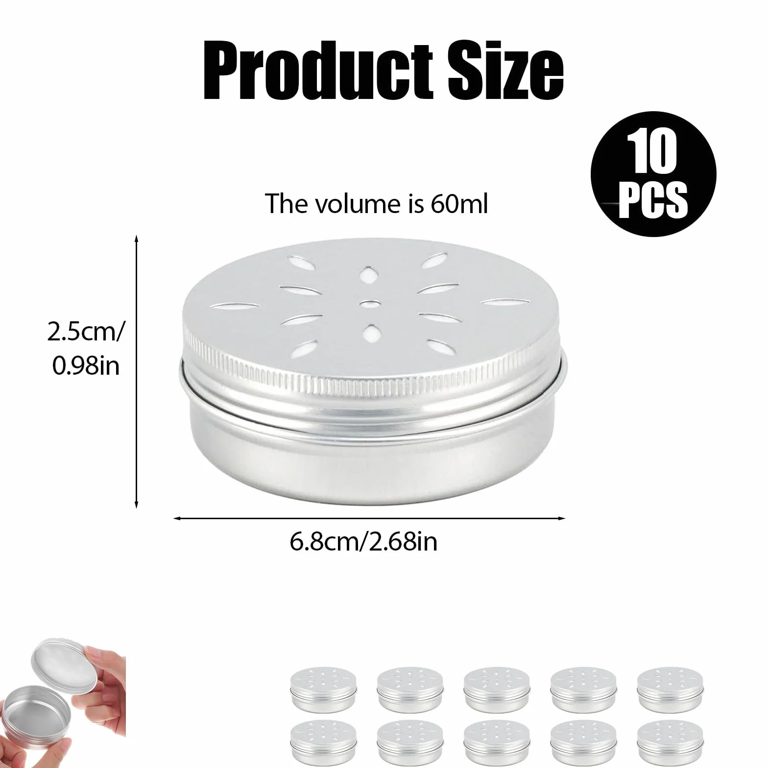 Récipients anti-odeurs 60 ml pour chiens à renifler, en aluminium, réutilisables