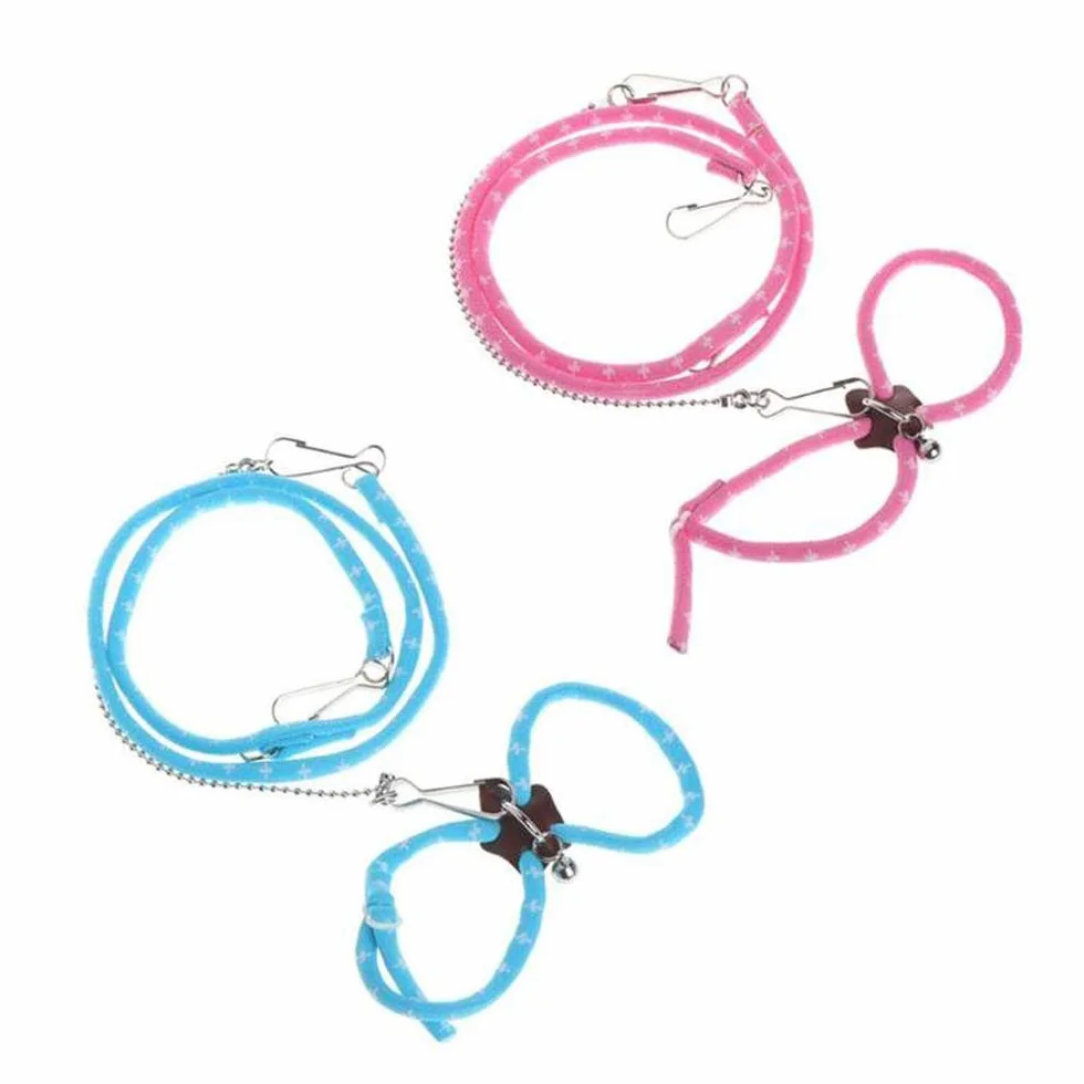 Harnais pour Hamster Réglable avec Corde et Clochette - Laisse pour Rat, Souris et Furet - Bleu