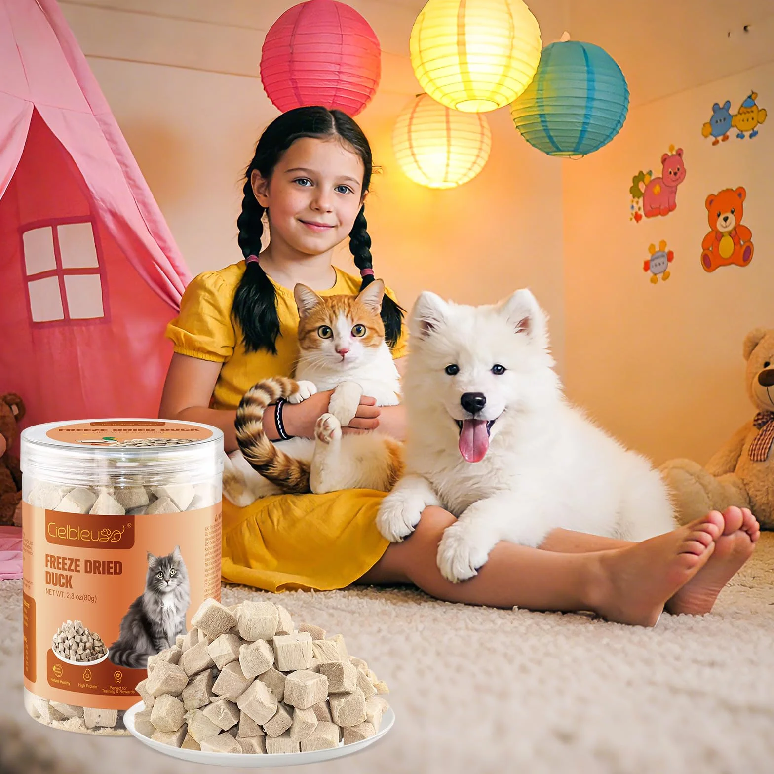 Friandises Lyophilisées au Canard pour Chats et Chiens, 100% Magret de Canard, Riche en Protéines, sans Gluten ni Céréales (80g)