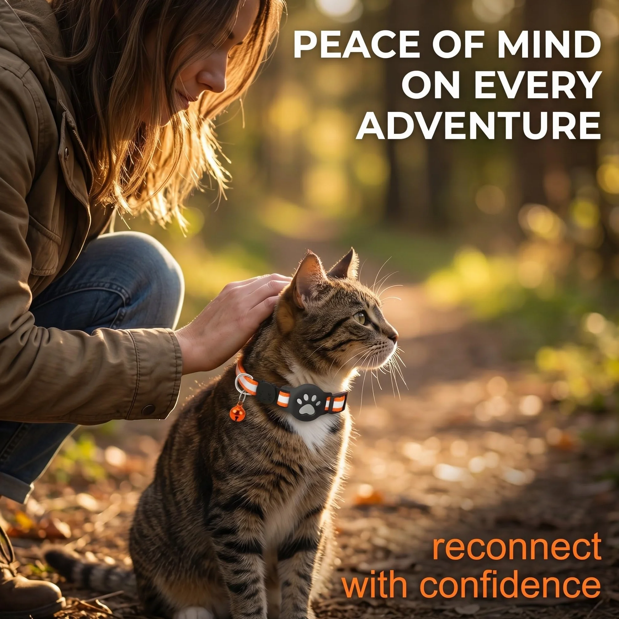 Collier Chat Support Airtag GPS Réfléchissant Extensible Orange Silicone Anti étranglement Chats Chiots
