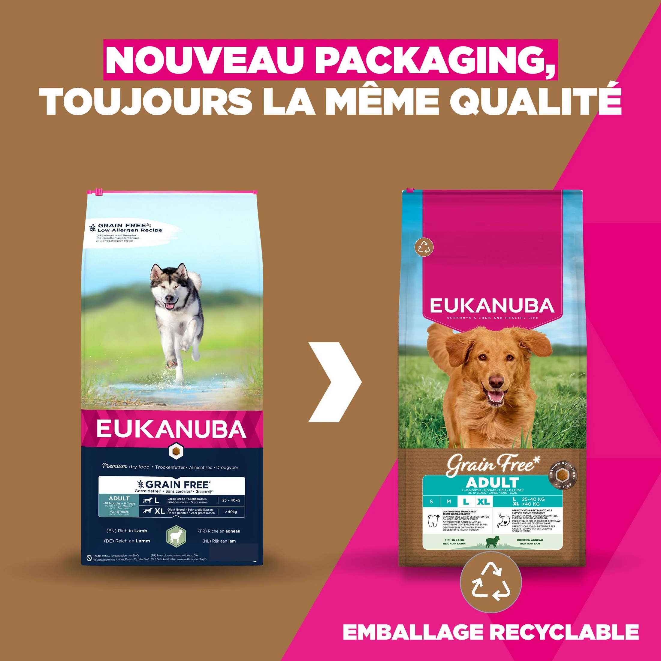 EUKANUBA Chien Adulte Grande Race sans Céréales Agneau 12 kg
