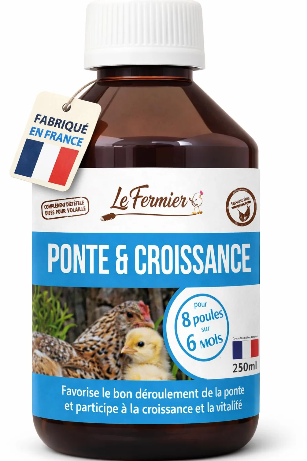 Ponte & Croissance 250 ML Complément Alimentaire Liquide pour Poules et Volailles