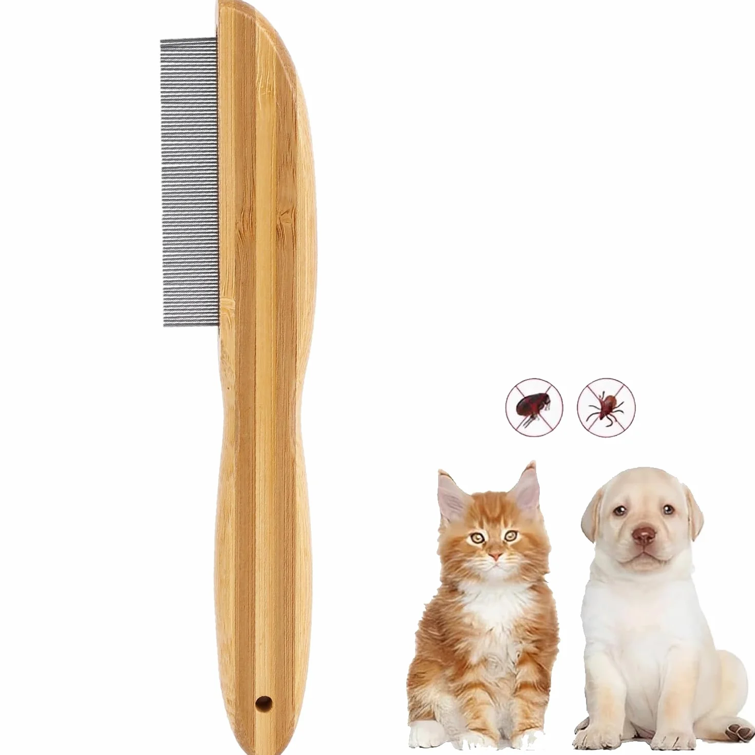 Peigne anti Poux et Puces pour Chat et Chien, Brosse anti Puces Doux pour Démêlage