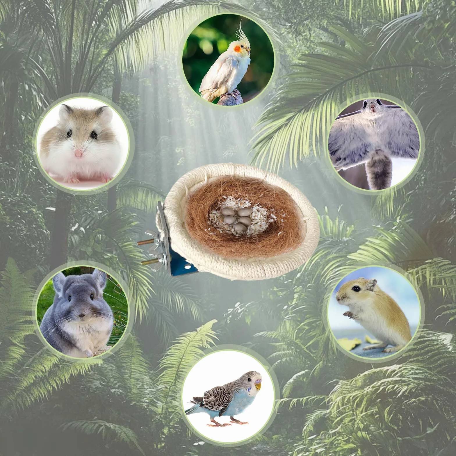Nid de Cage à Oiseaux en Corde de Coton, Nid de Perroquet en Paille Respirante, Nid de Reproduction
