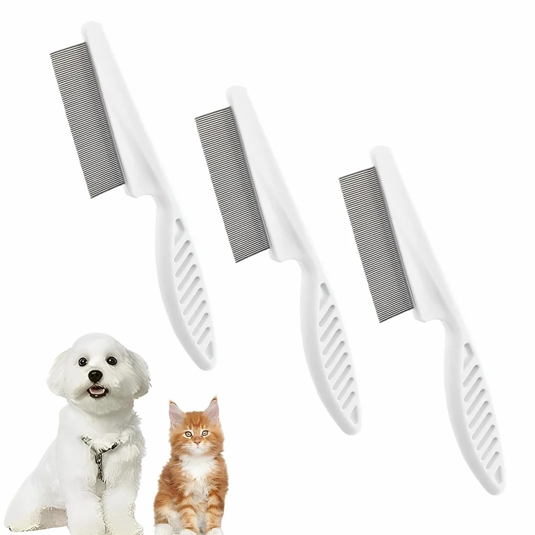 SULIUDAJI 3 Pièces Peigne Pour Chien Et Chat, Peigne Anti Puces Pour, Idéal Pour Poils Longs Et Courts, Démêle Et Nettoie, Durable Et Ergonomique, Convient À Tous Types De Poils