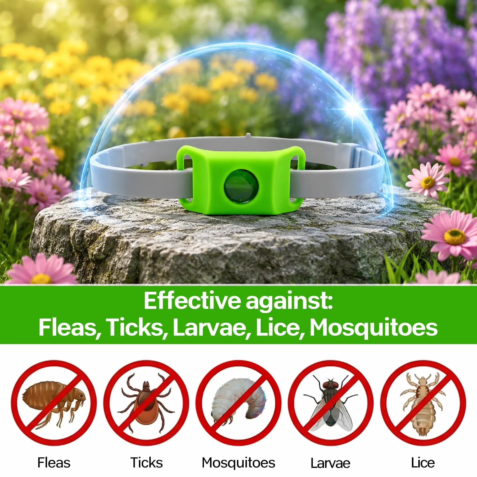 Collier Anti Puce et Tique Naturel pour Chien ZVD Pets, Répulsif Huiles Essentielles avec 2 Capsules Remplaçables, Compatible AirTag (Noir)