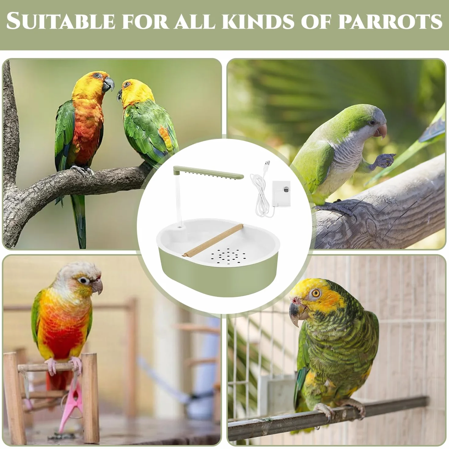 Douche à Oiseaux, Douche pour perroquets, Baignoire Automatique Oiseaux, Baignoire Multifonction avec Circulation de l'eau – Douche autonettoyante, Douche d'oiseaux, Douche Perroquet