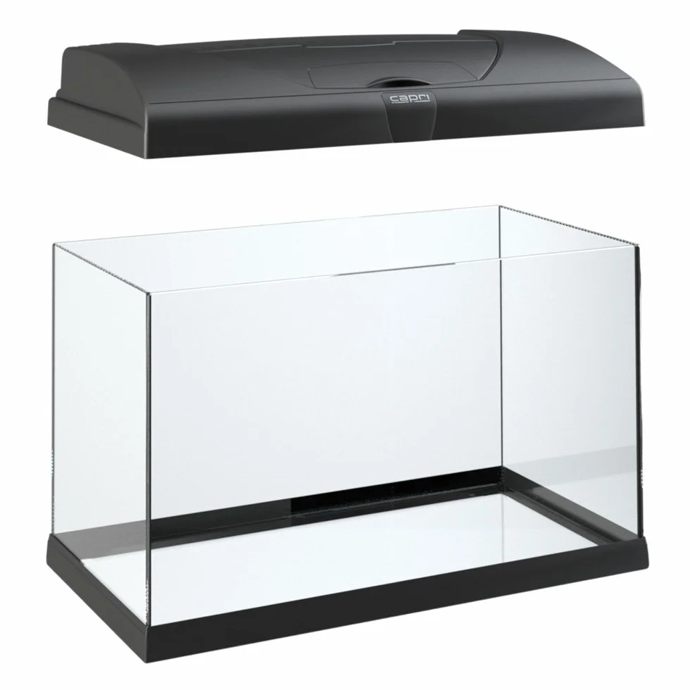 Hydor Aquarium 60L Complet pour Poissons Tropicaux ou d'Eau Douce avec Lampe LED, Filtre 3 Étapes, Chauffage, 60 x 31,5 x 39,5 cm Noir