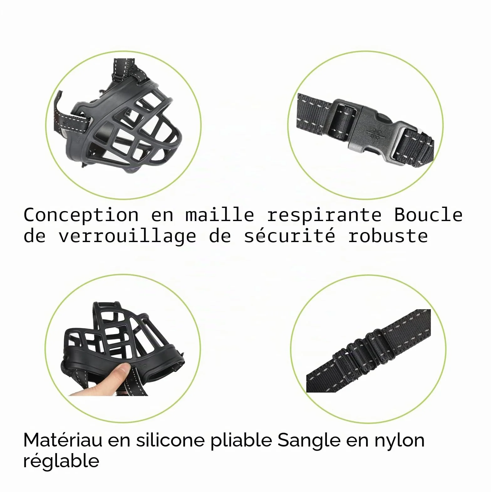 OHCOZZY Muselière pour Chien, Museau, Muselière Panier pour Petits, Moyens Et Grands Chiens avec Sangles Réglables (Taille 4,Noir)
