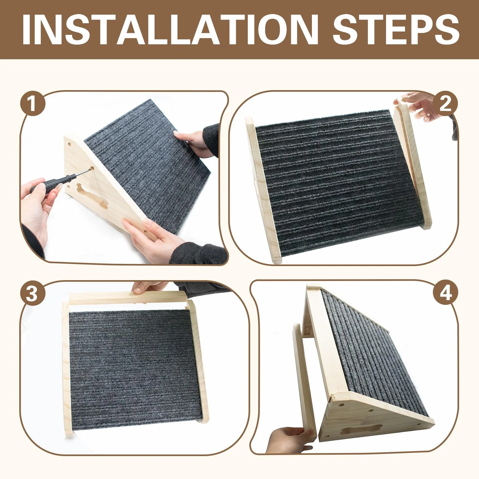 Rampe pour Chien en Bois pour Escaliers, Marches pour Animaux à Faible Inclinaison avec Surface Antidérapante, Aide pour Petits Chiens et Chats, Rampe à 30 degrés