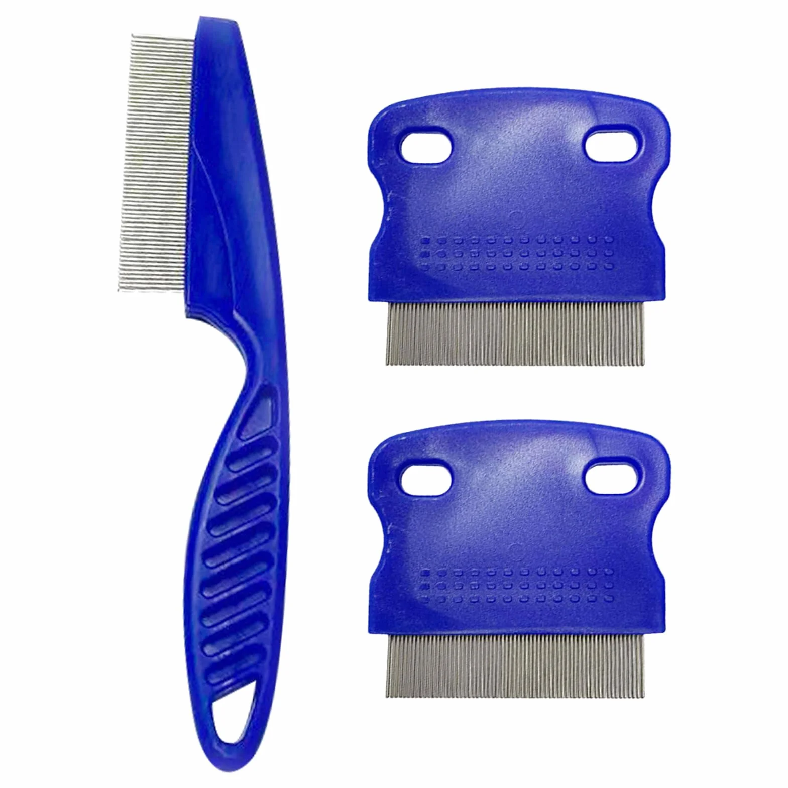 Peigne à puces 3pcs pour chats et chiens, peigne anti-puces lécher marques de larmes, accessoire animal de compagnie Bleu