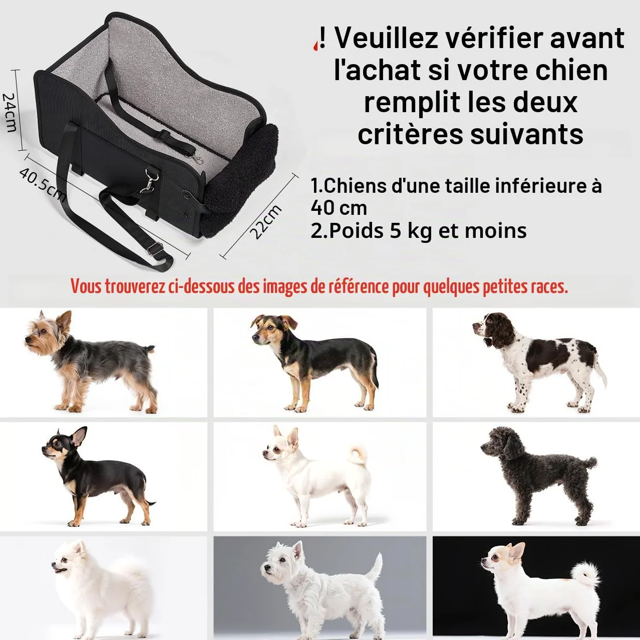 GGW Siège Auto 99% accoudoir Central Petits Chiens Fixation étanche Cuir Noir