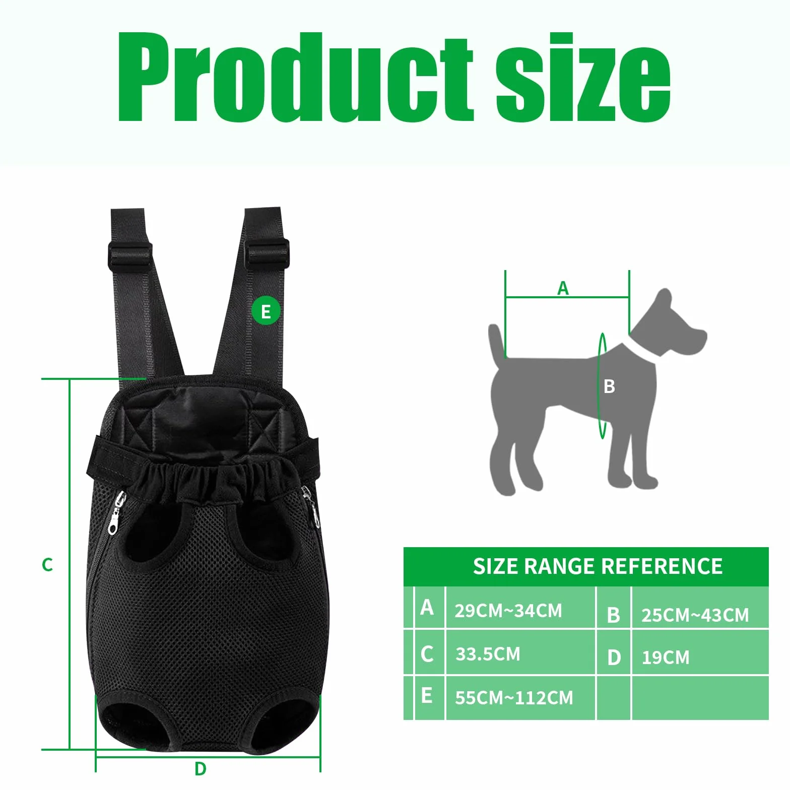 Sac Transport Chien Toile Respirante Trous Fixation Membres Petits Animaux 2,5-3,5 KG Noir