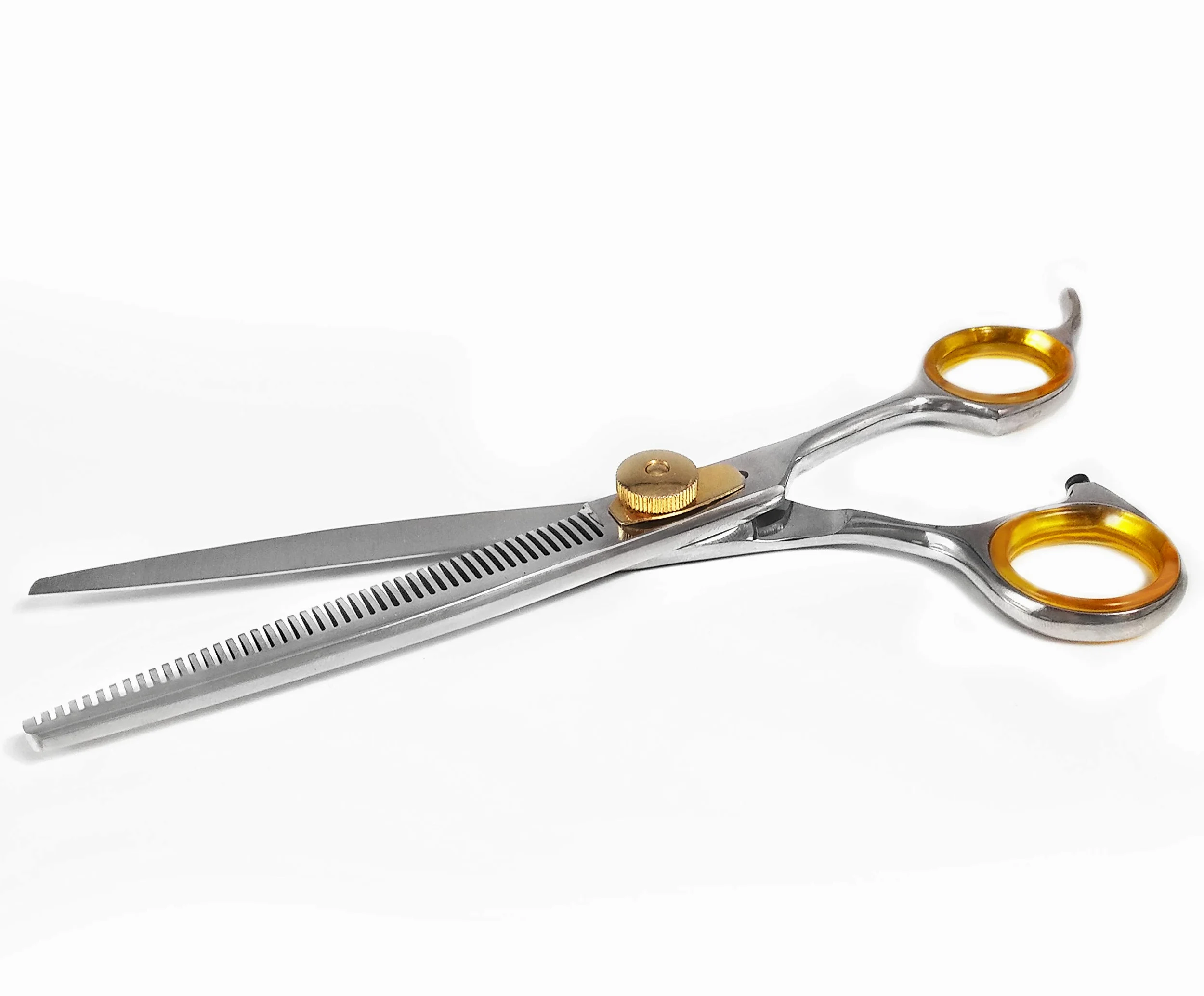 Sharf Ciseaux à effiler Gold Touch - 17,8 cm - 46 dents - Ciseaux de toilettage professionnels pour chien - Pointe fine - Ciseaux à effiler japonais en acier inoxydable 440 C