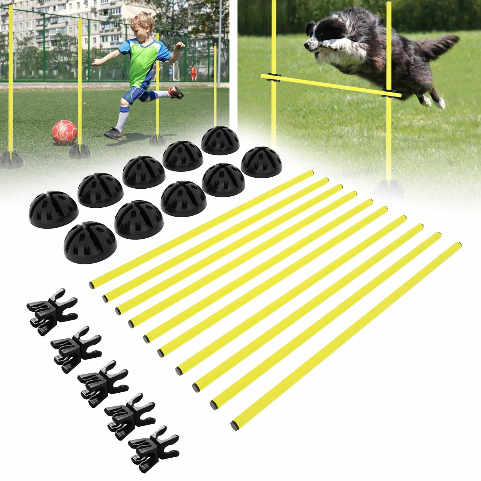 LILIIN Kit de barres de saut 100 cm pour entraînement d'agilité et coordination - 15 barres + 10 clips