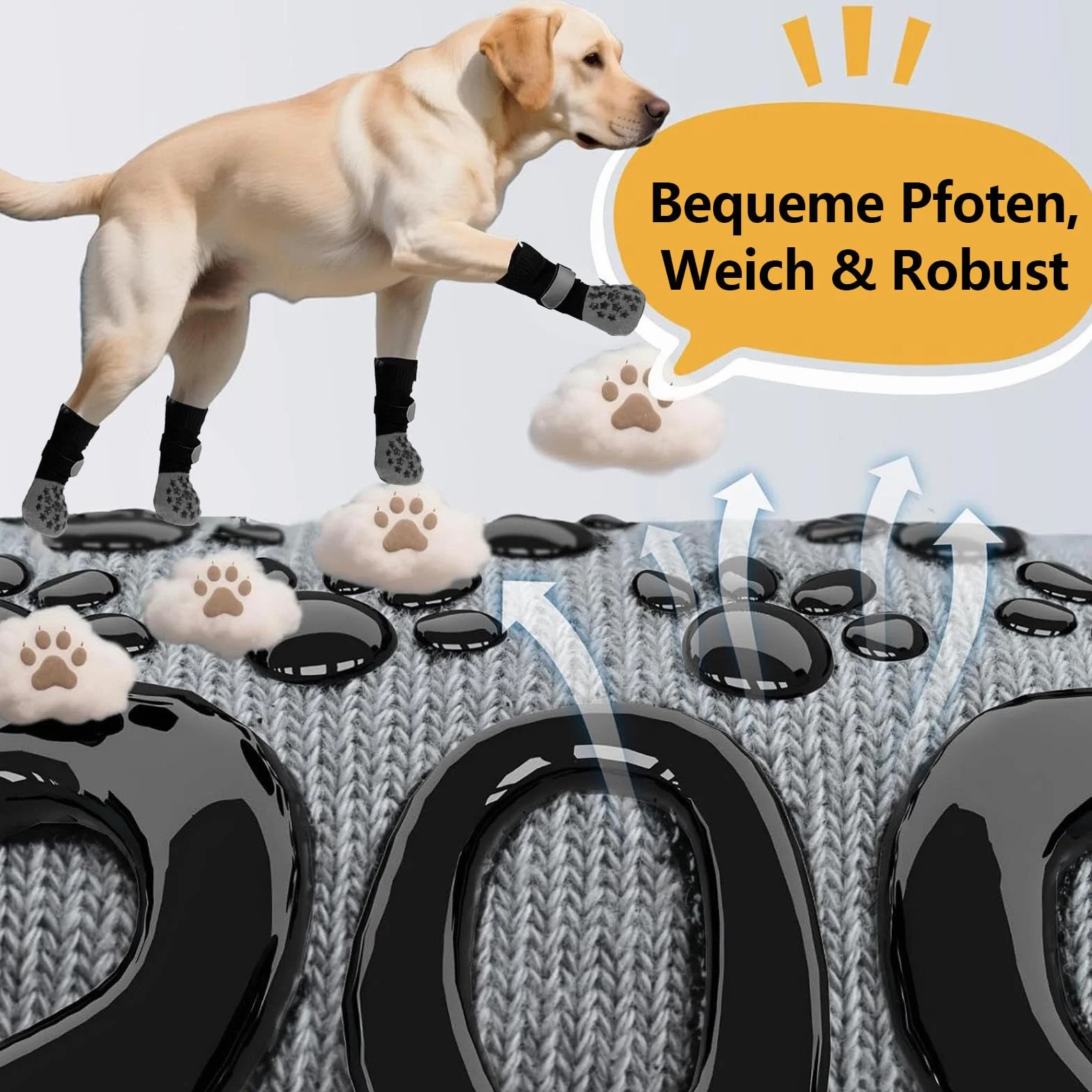 Chaussettes antidérapantes pour chien lot de 2 - Protection pattes chaleur fermeture réglable bande réfléchissante