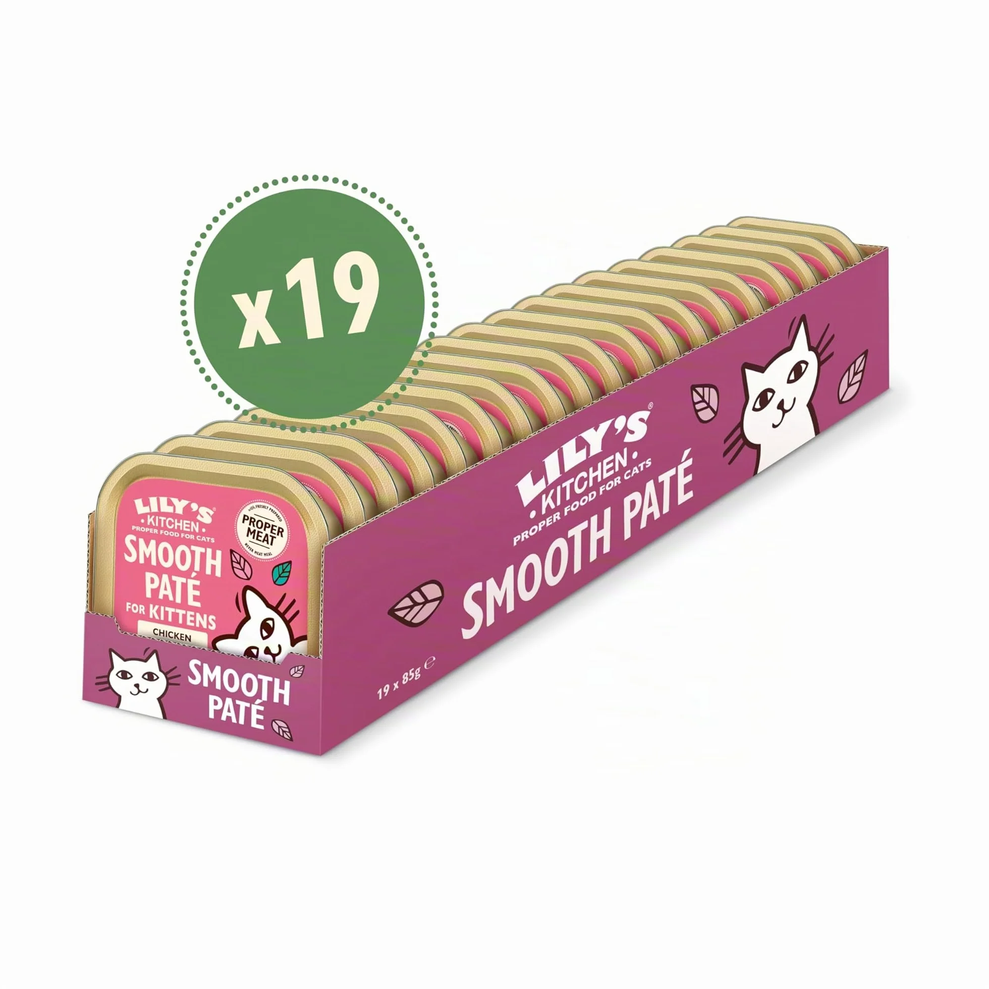 Lily's Kitchen Pâté lisse pour chaton, Poulet + bœuf (19 x 85 g)