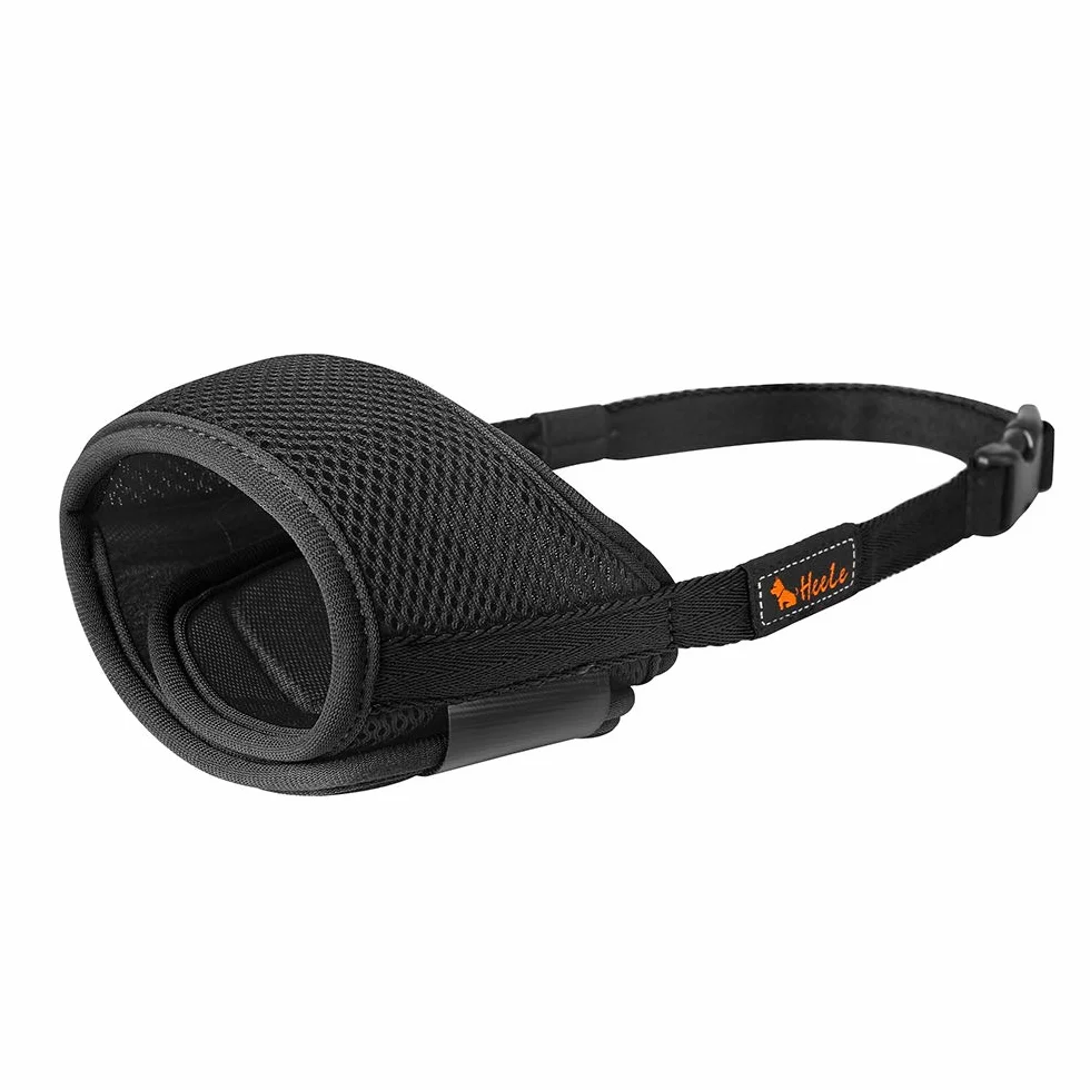 HEELE Muselière Souple Réglable pour Chiens en Nylon - Anti-Aboiement et Anti-Morsure - pour Petits et Moyens Chiens, Noir, M